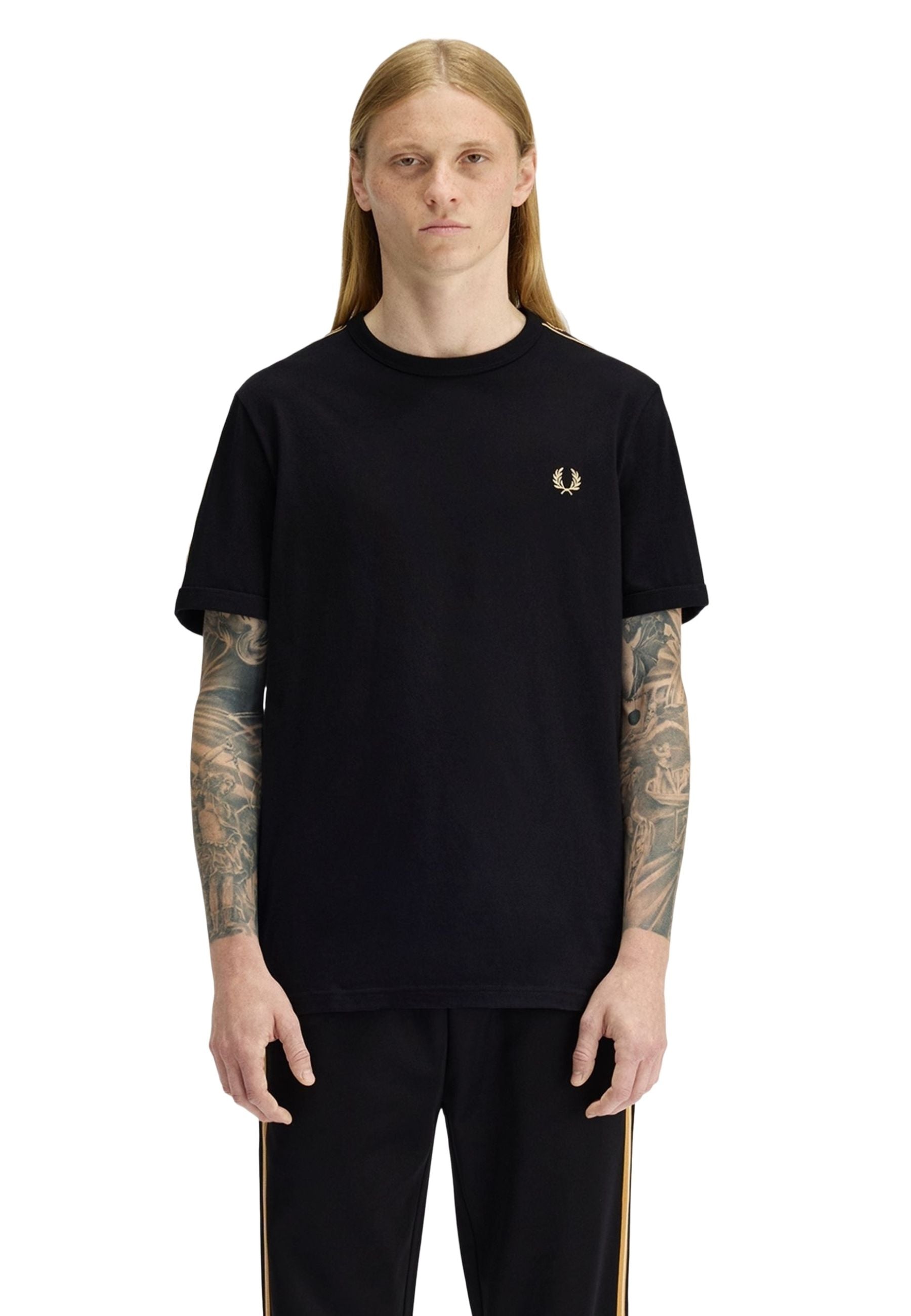 CAMISETA FRED PERRY NEGRA CONTRAST TAPE RINGER TEE