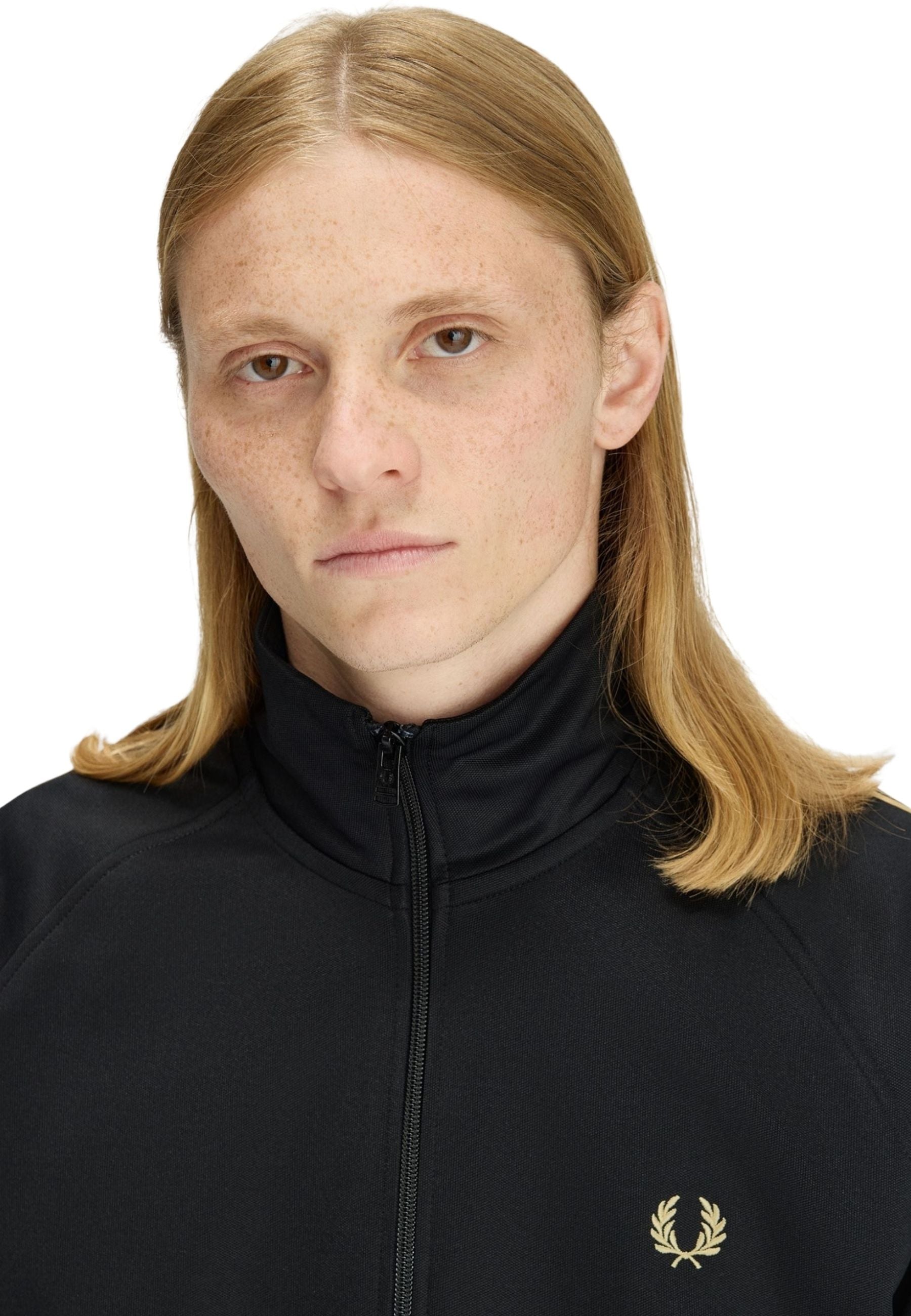 CHAQUETA FRED PERRY NEGRA CONTRAST TAPE TRACK JACKET