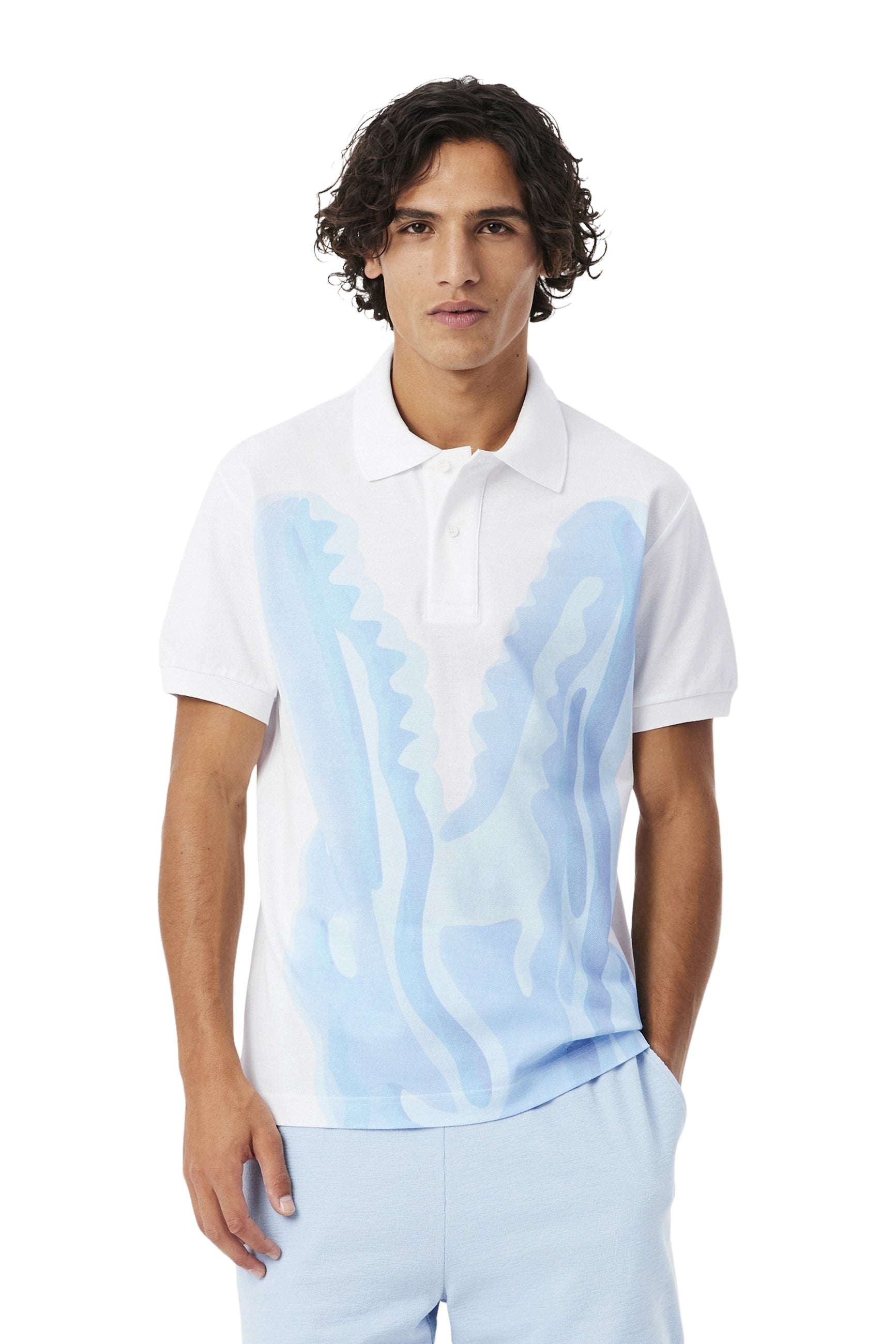 POLO LACOSTE BLANCO CROCO MOUTH POLO SHIRT