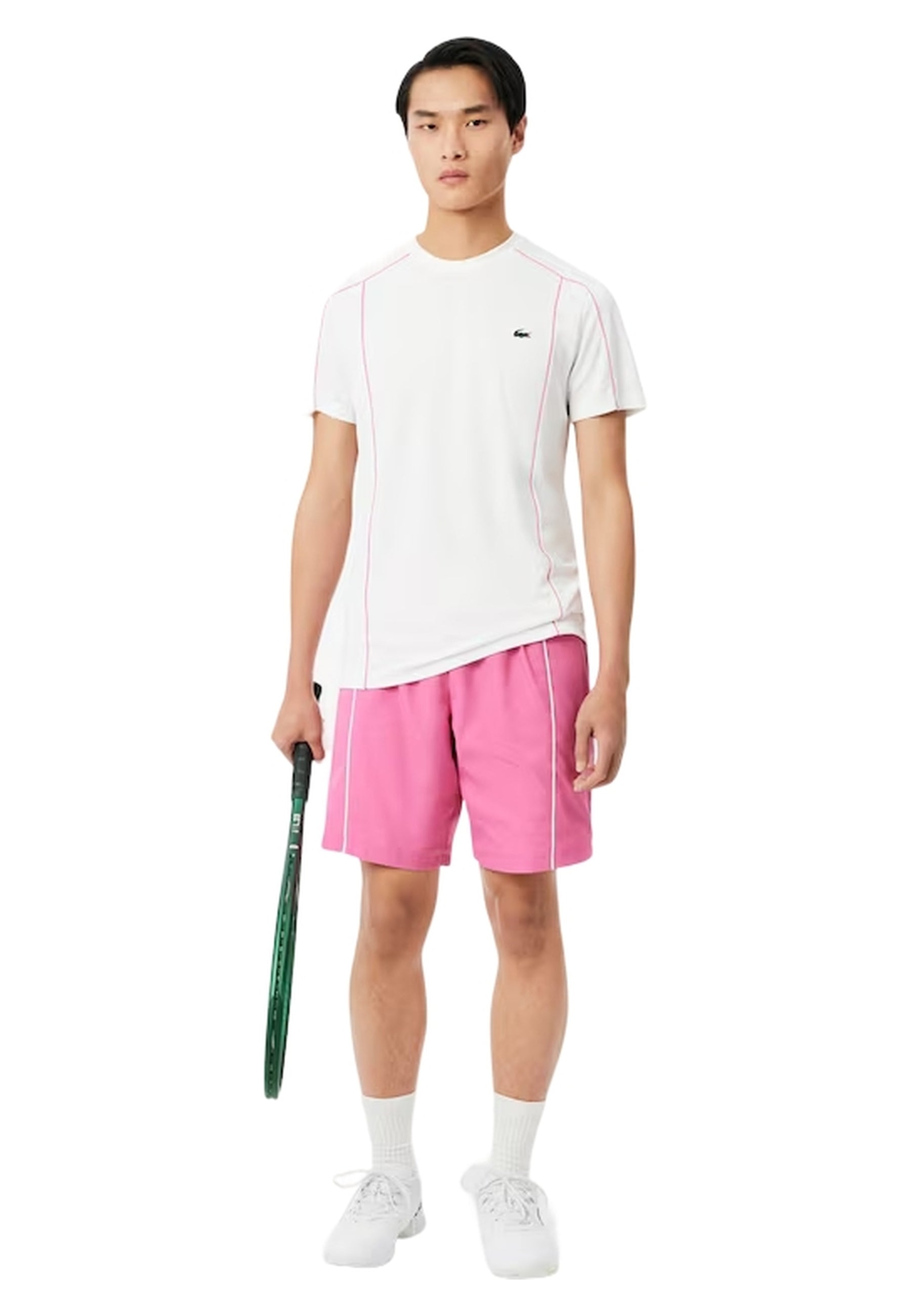 CAMISETA LACOSTE SPORT BLANCA ULTRA DRY RIBETED CONTRAST TEE
