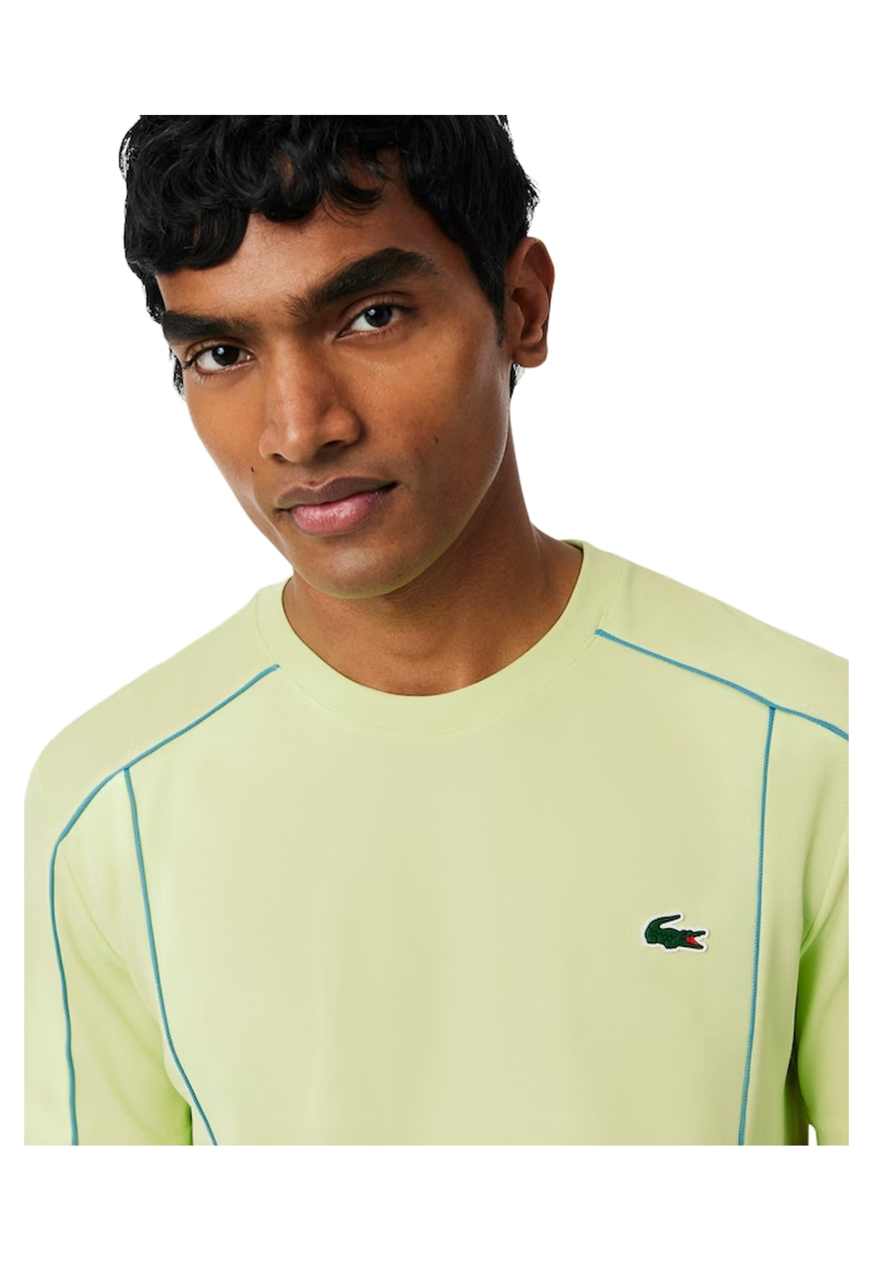 CAMISETA LACOSTE SPORT VERDE ULTRA DRY RIBETED CONTRAST TEE
