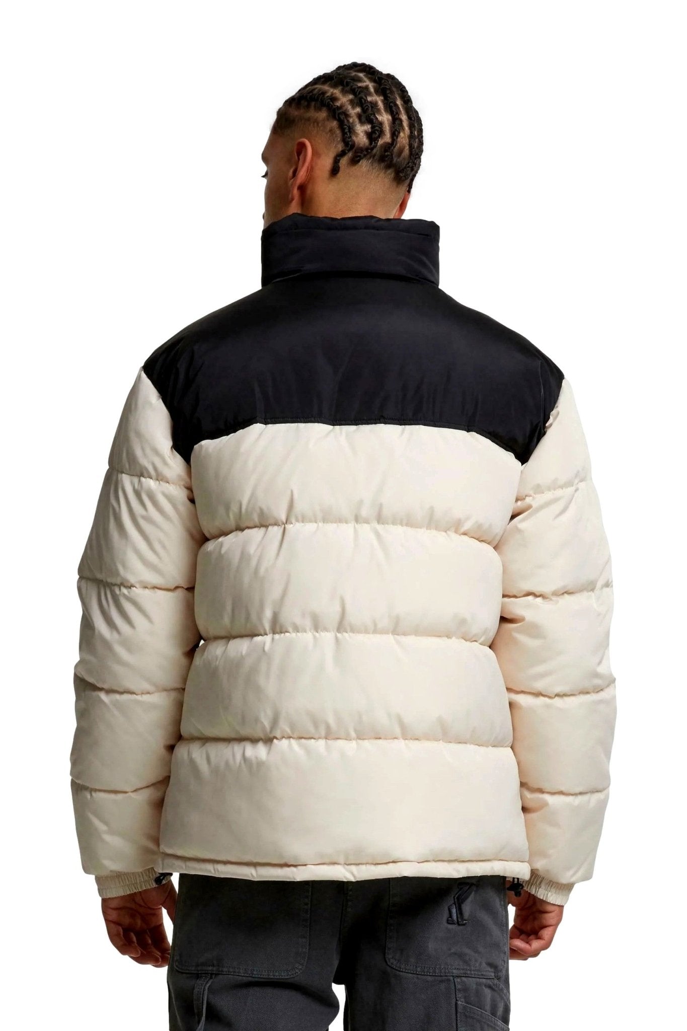 ABRIGO KARL KANI BEIGE COMBINADO RETRO ESSENTIAL PUFFER JACKET - AREA ZERO