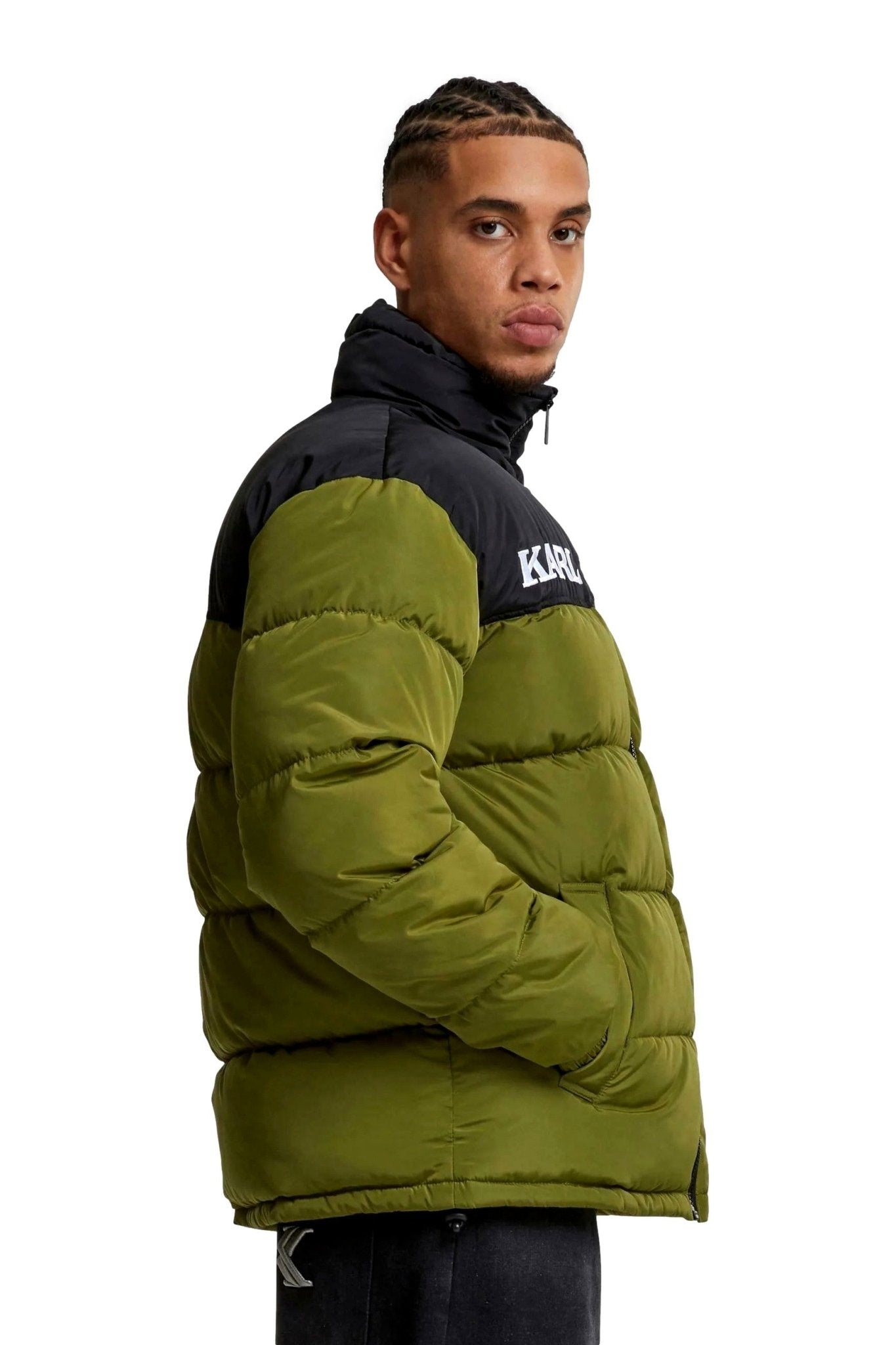 ABRIGO KARL KANI VERDE COMBINADO RETRO ESSENTIAL PUFFER JACKET - AREA ZERO