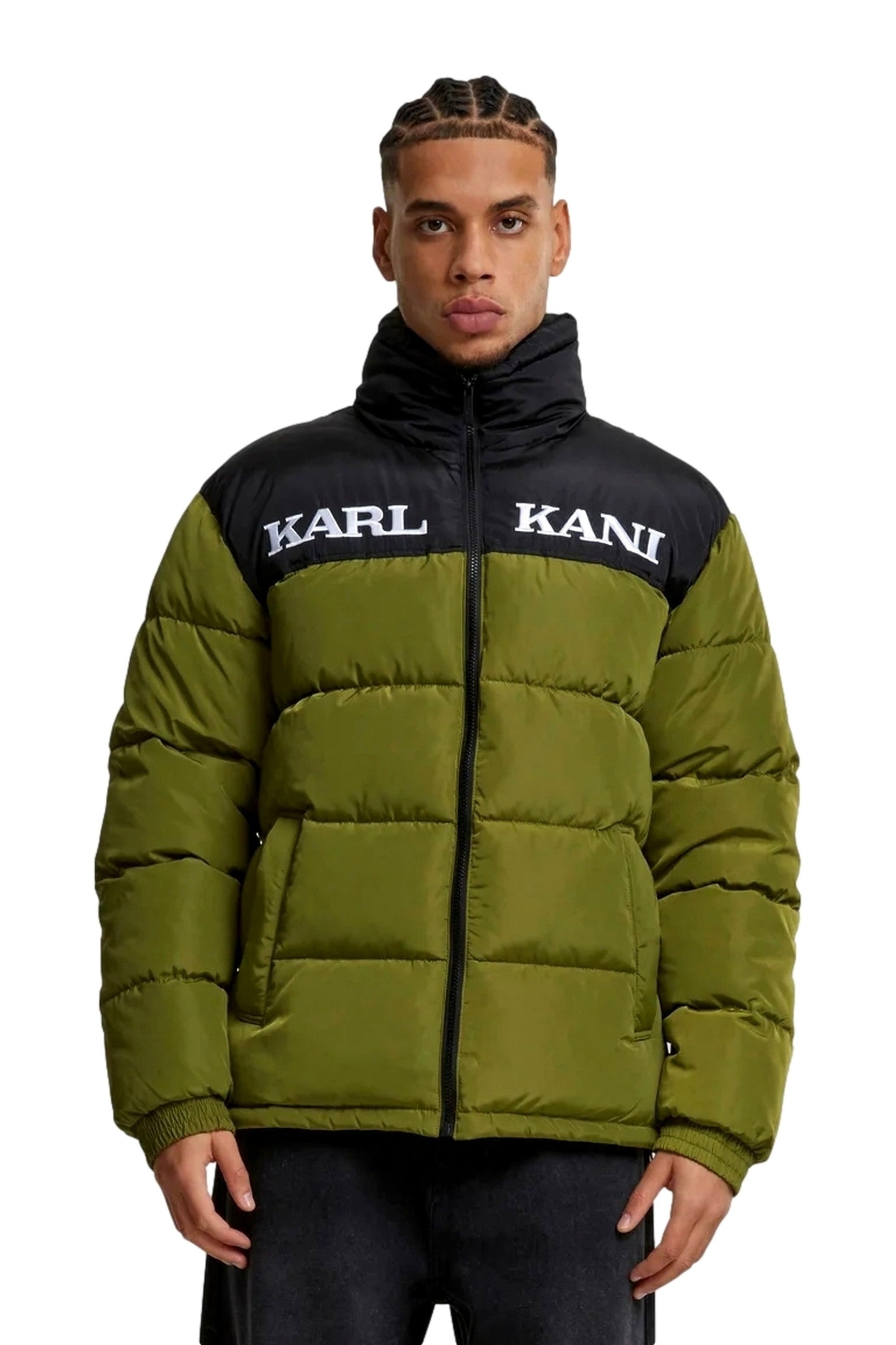 ABRIGO KARL KANI VERDE COMBINADO RETRO ESSENTIAL PUFFER JACKET