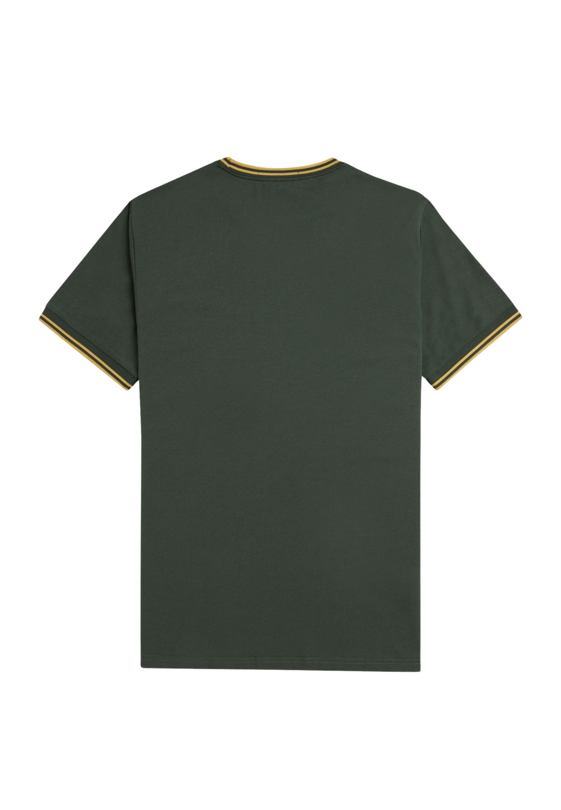 CAMISETA FRED PERRY VERDE/AMARILLA RIBETED NECK TEE