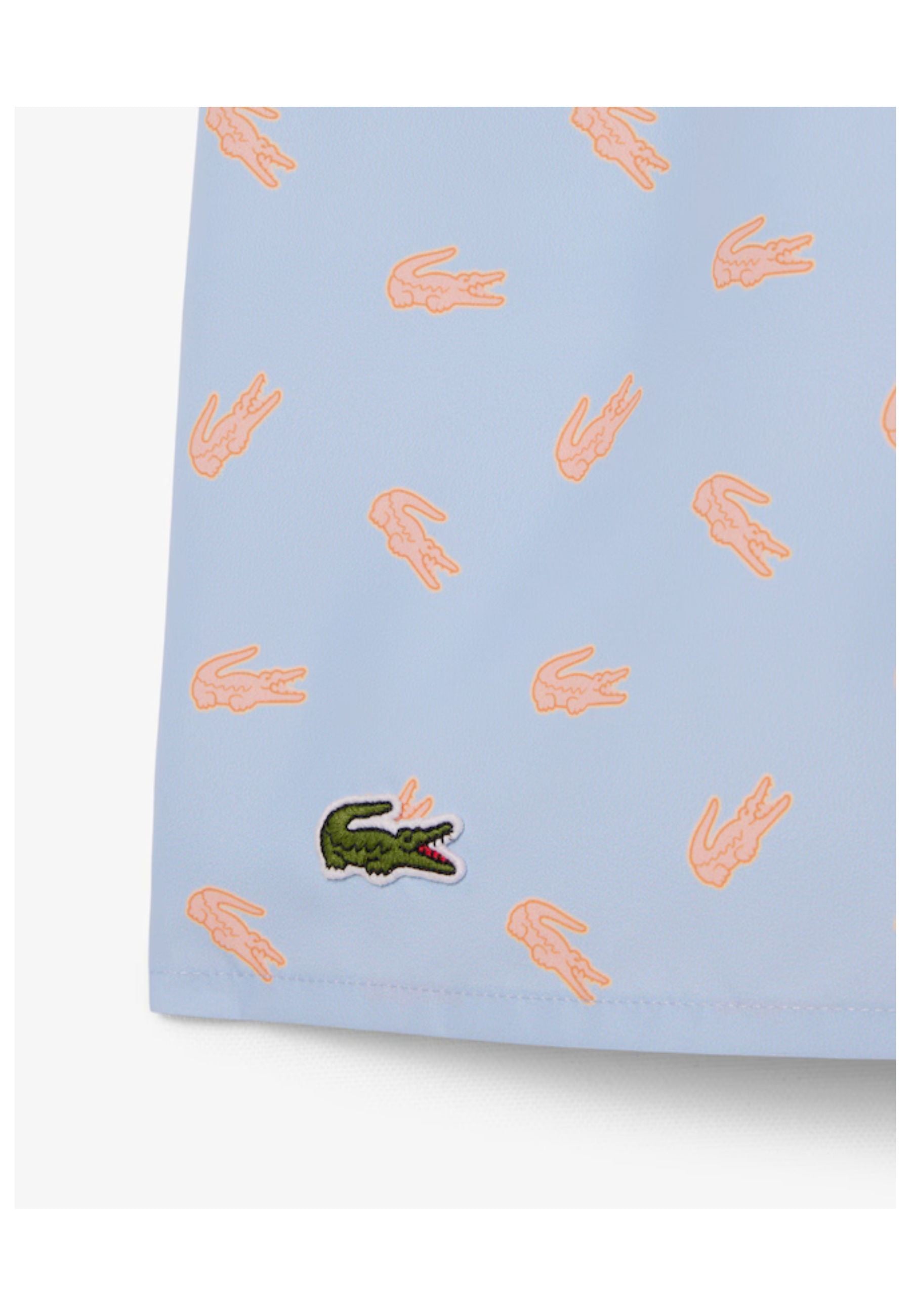 BAÑADOR LACOSTE CELESTE FULL CROCOS SWIMSHORT