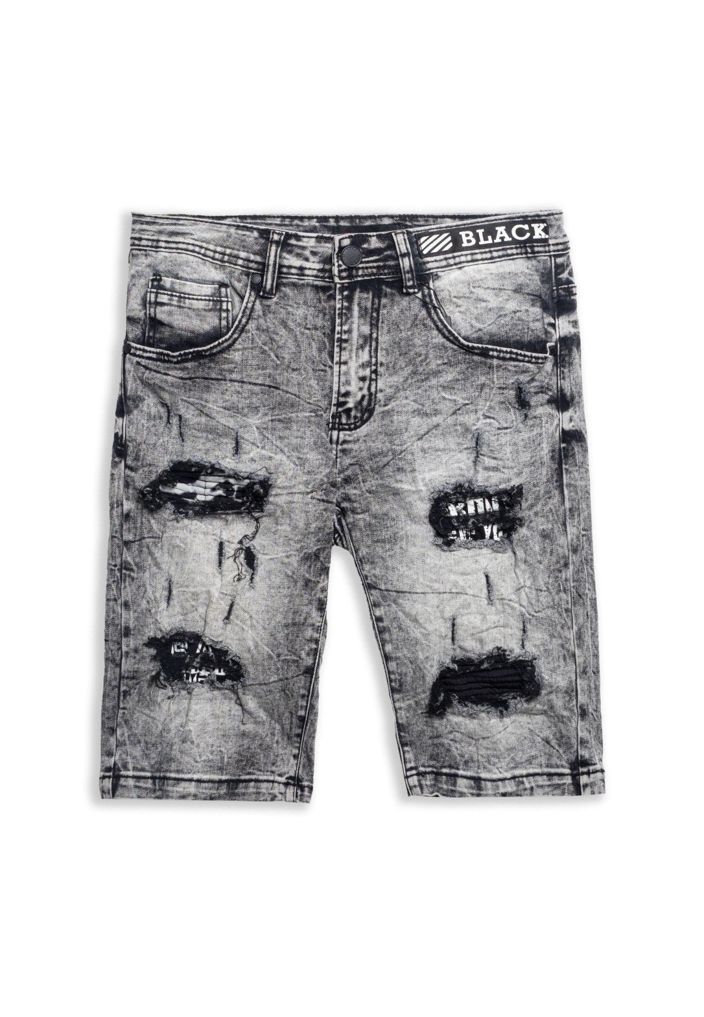 BARMUDA NEGRA GASTADA BLACK WAISTBAND SHORT - AREA ZERO