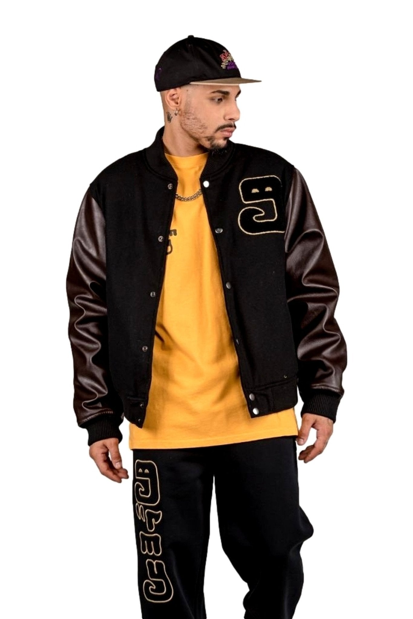 BEISBOLERA GRIMEY NEGRA LUST MANTRA WOOL BASEBALL JACKET - AREA ZERO