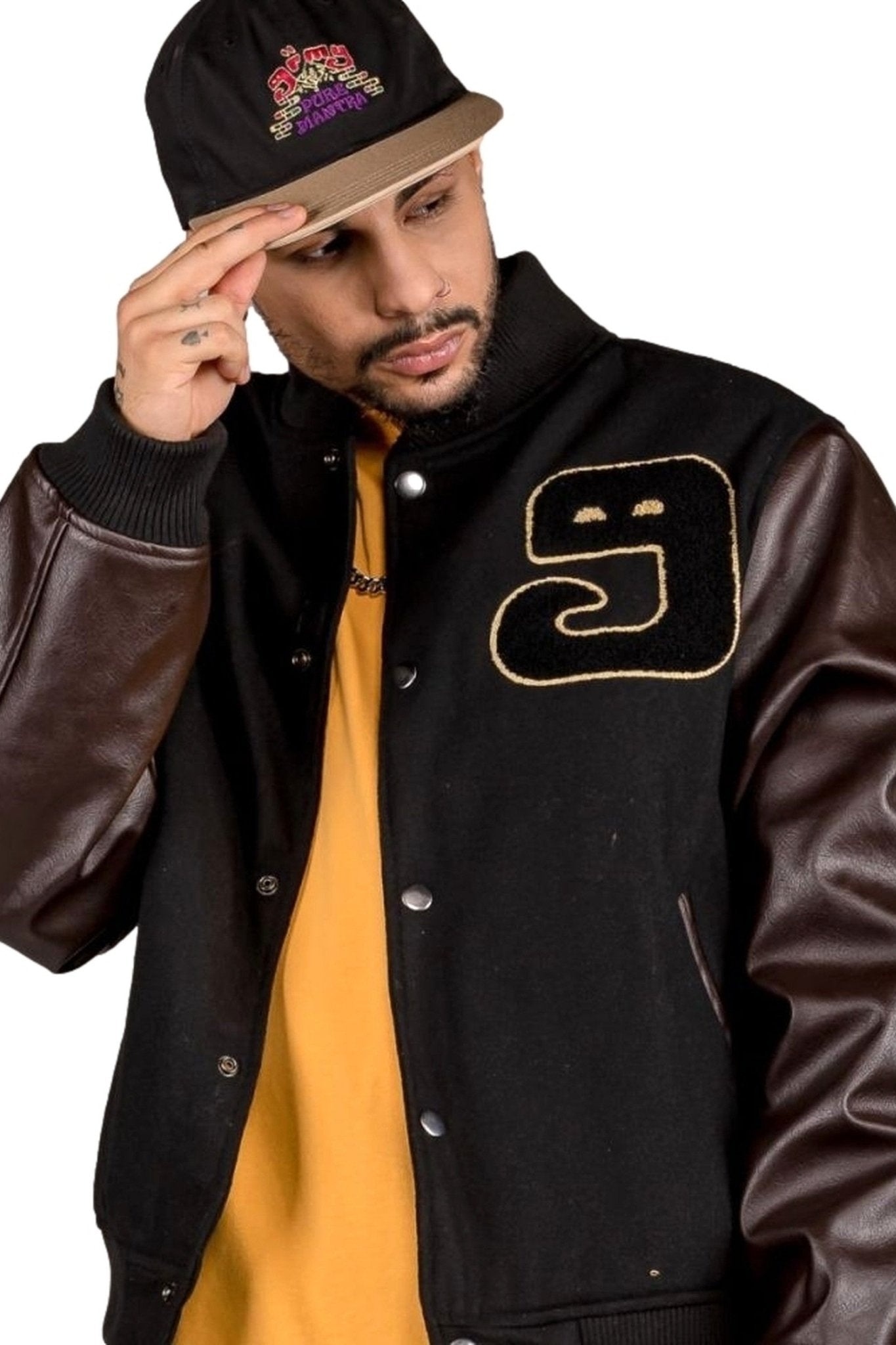 BEISBOLERA GRIMEY NEGRA LUST MANTRA WOOL BASEBALL JACKET - AREA ZERO