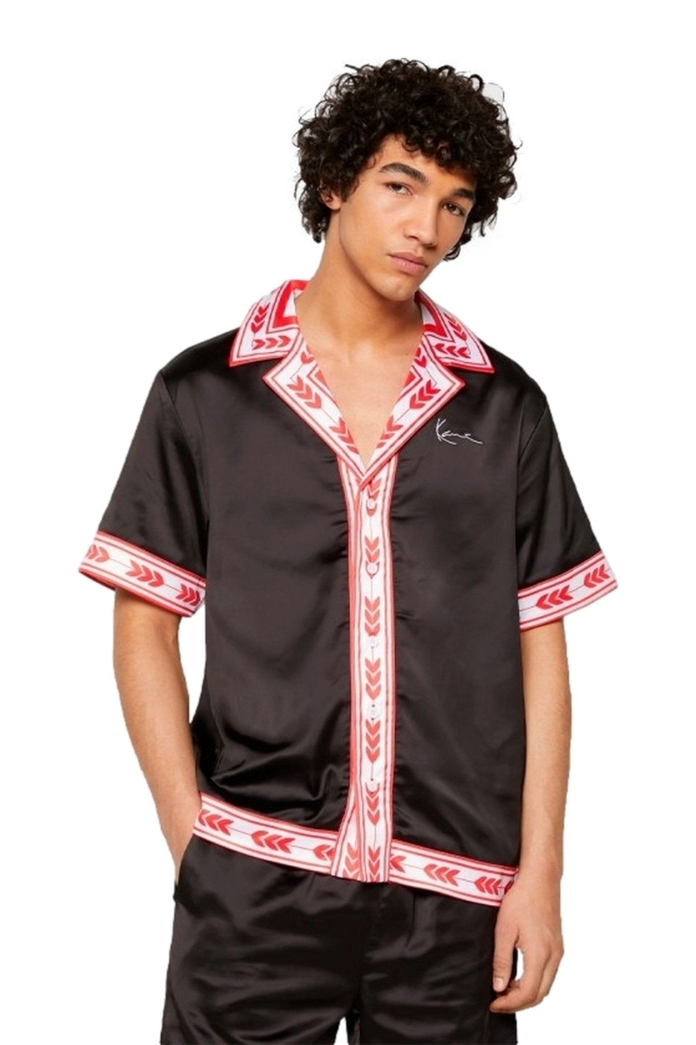 BEISBOLERA KARL KANI NEGRA CHEST SIGNATURA RESORT SHIRT - AREA ZERO
