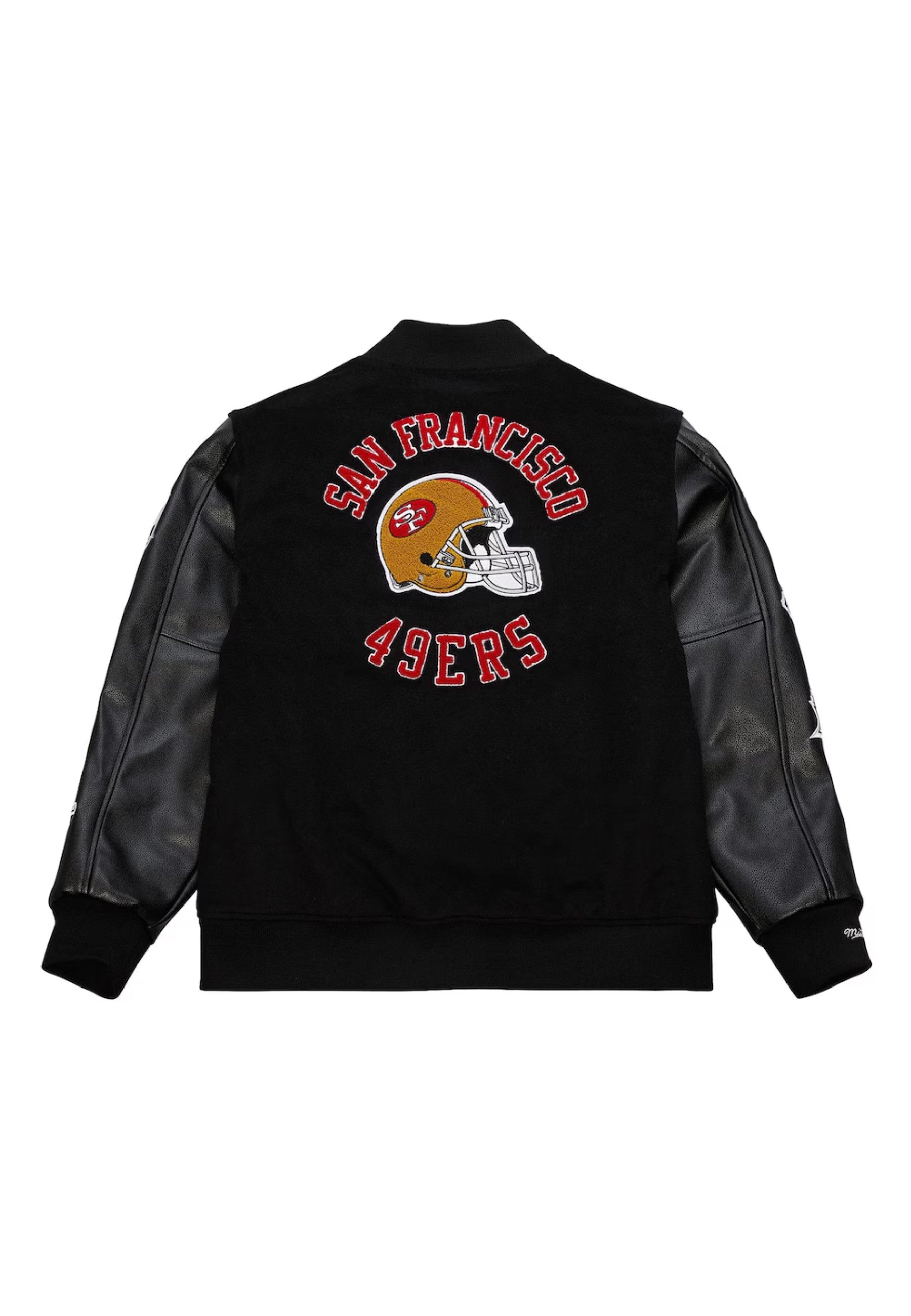 BEISBOLERA MITCHELL & NESS NEGRA SANFRANCISCO 49ERS VARSITY LETTERMAN JACKET
