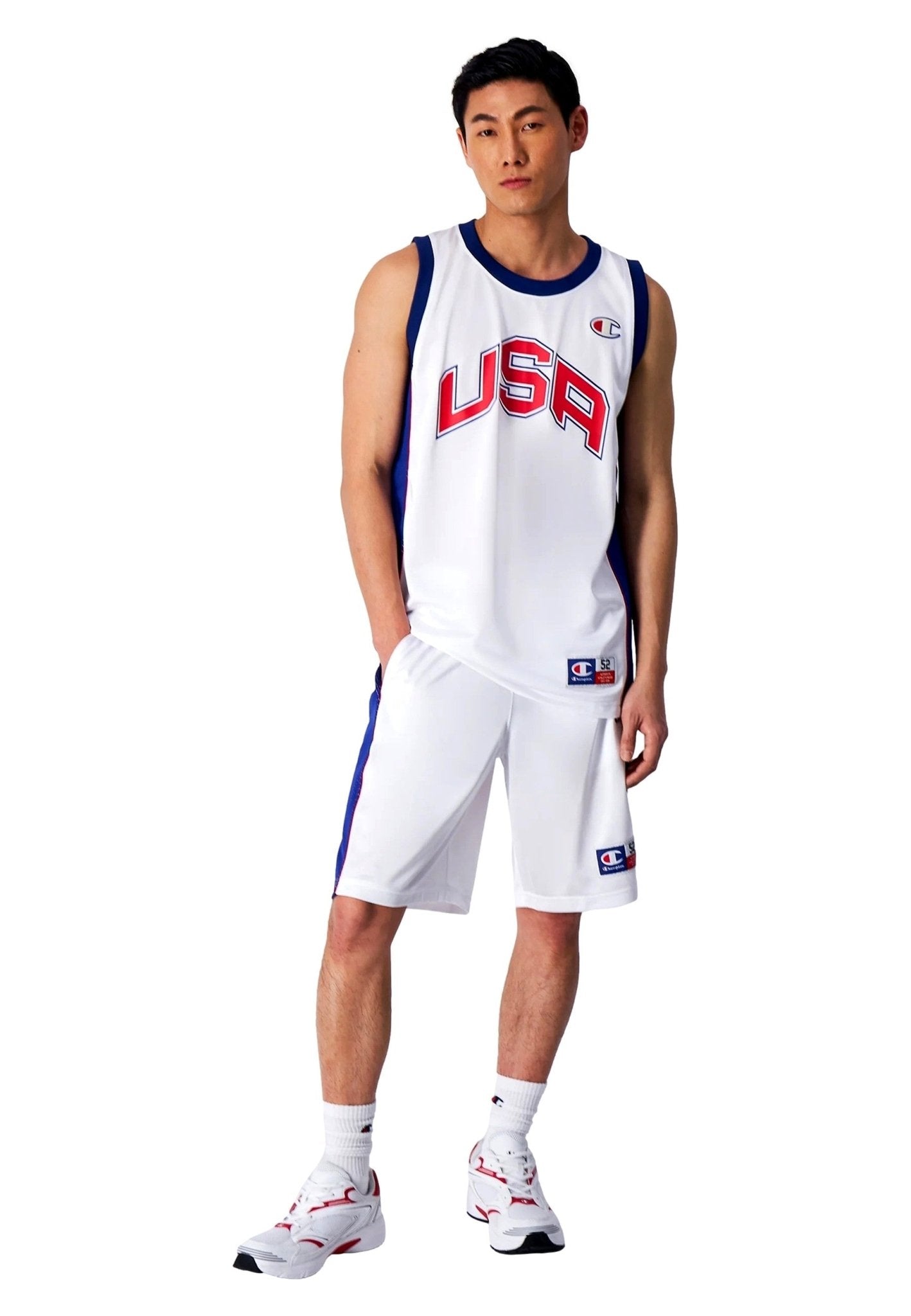 BERMUDA CHAMPION BLANCA BASKET USA LOGO SHORT - AREA ZERO