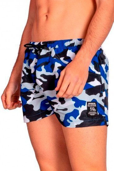 BERMUDA ELLESSE AZUL CAMUFLAJE FRANJA LATERAL LOGO BORDADO PIERNA - AREA ZERO