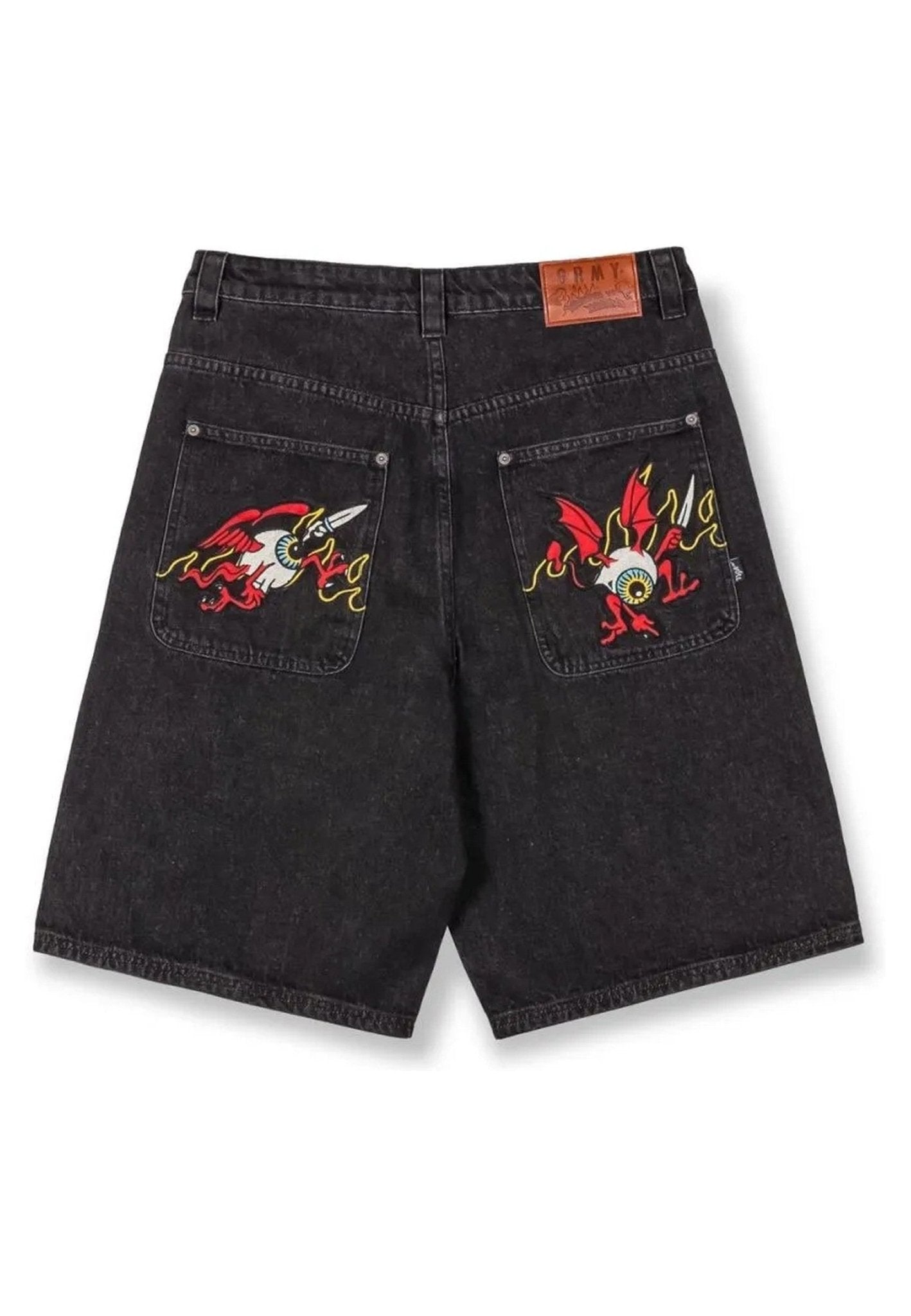 BERMUDA GRIMEY NEGRA GASTADA PEACE WITHIN THE WATCHING EYEZ BAGGY SHORTS - AREA ZERO