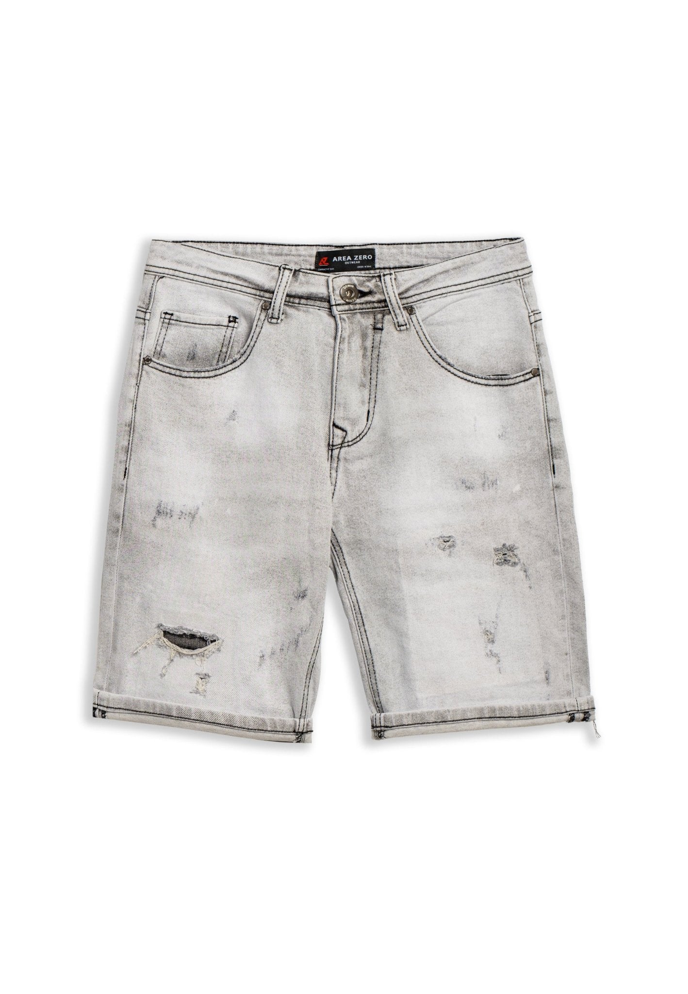 BERMUDA GRIS GASTADA FRONT BROKES SHORT - AREA ZERO
