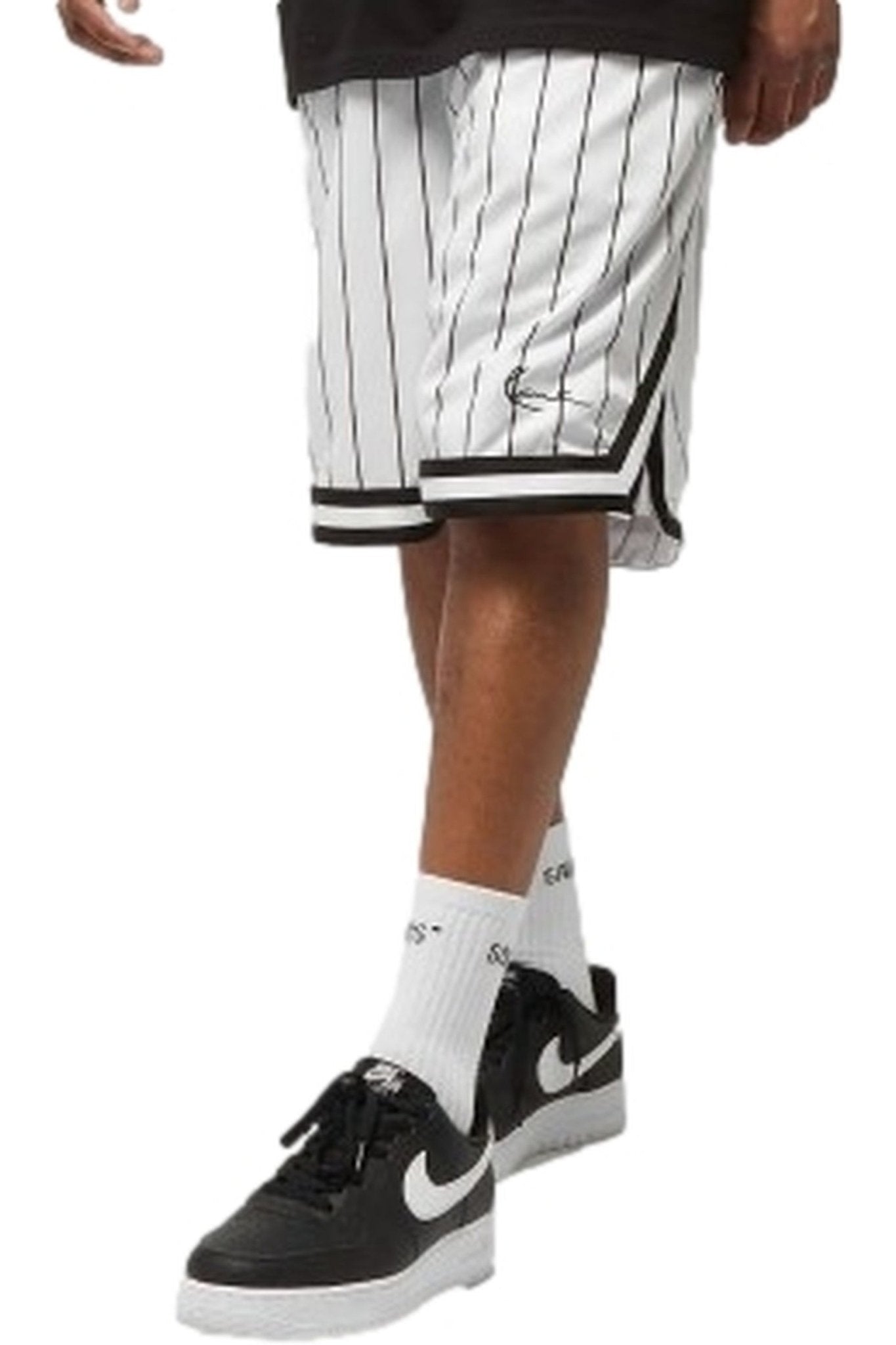 BERMUDA KARL KANI BLANCA SMALL SIGNATURE PINSTRIPE SHORT - AREA ZERO