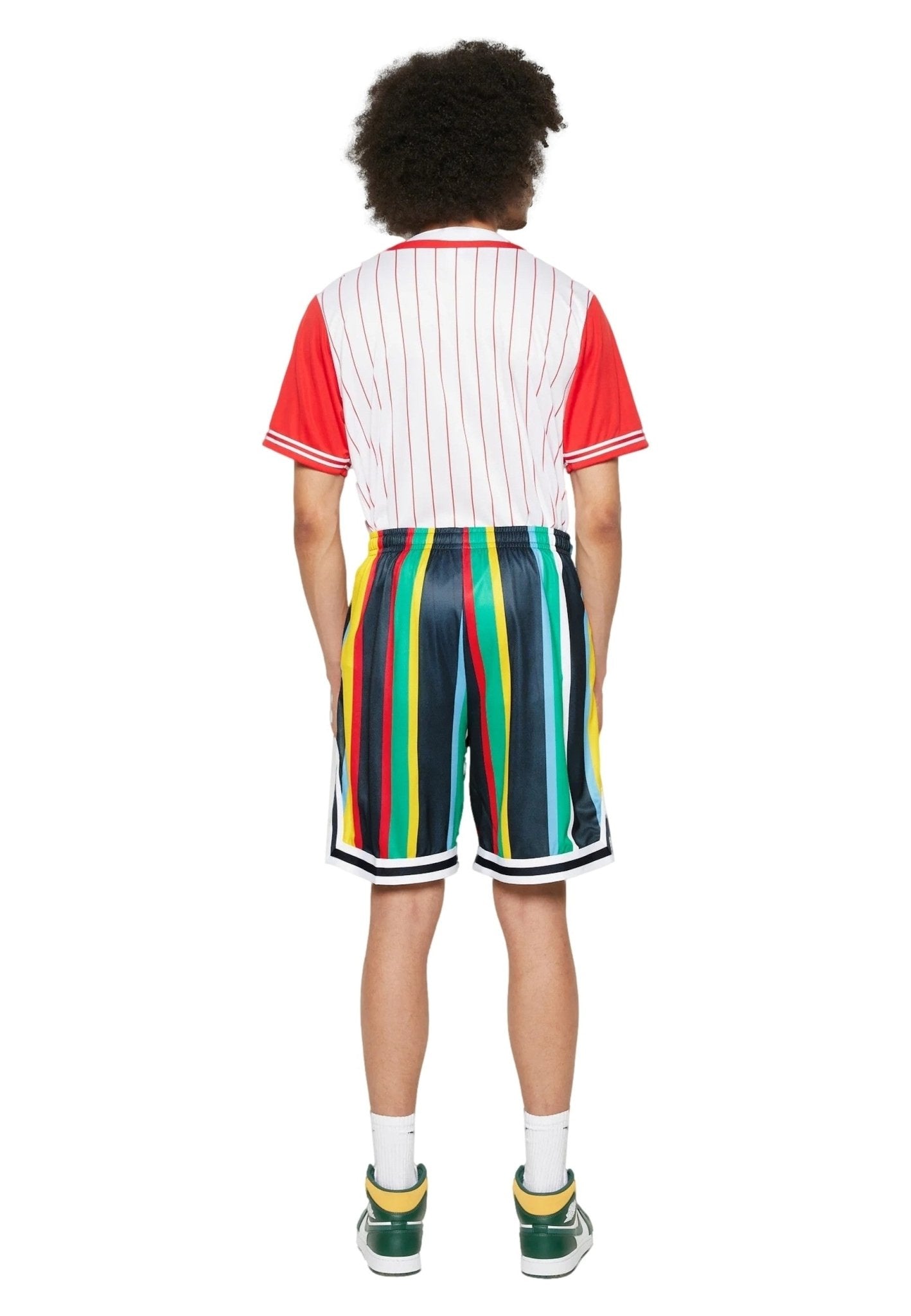BERMUDA KARL KANI MULTICOLOR SMALL SIGNATURE STRIPE BASEBALL SHORT - AREA ZERO