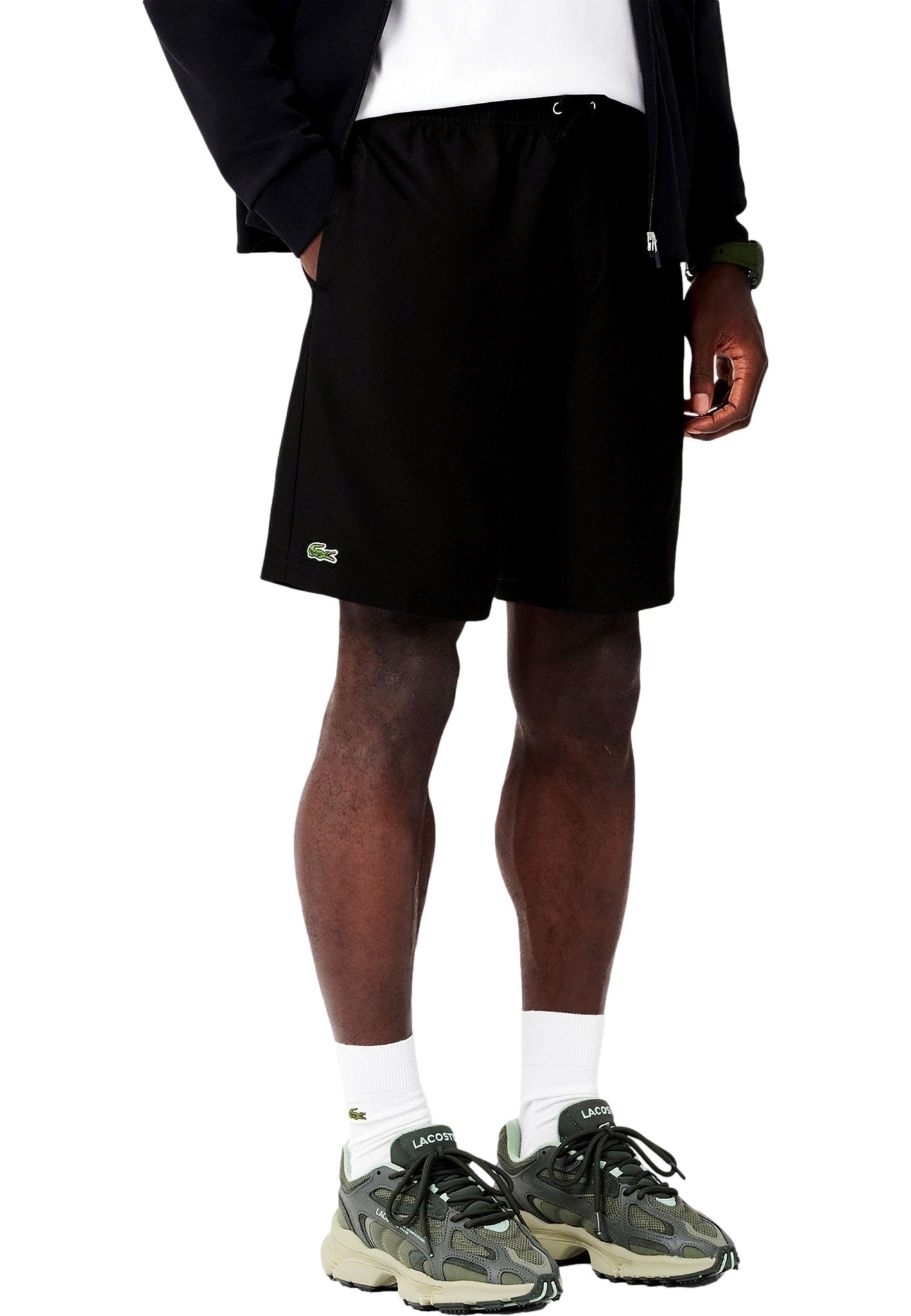 BERMUDA LACOSTE NEGRA RHOMBUS TAFFETA TENIS SHORT - AREA ZERO