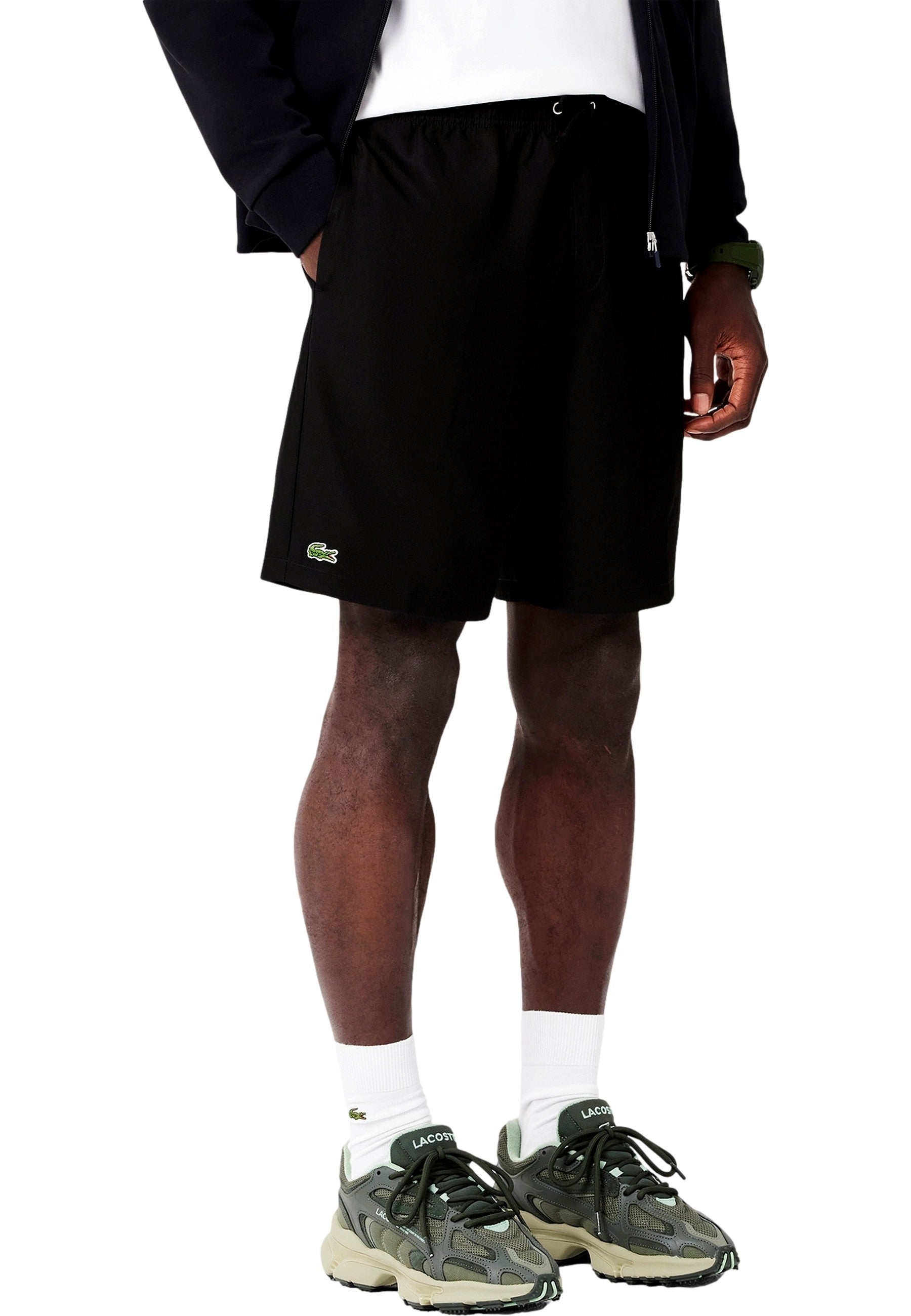 BERMUDA LACOSTE NEGRA RHOMBUS TAFFETA TENIS SHORT