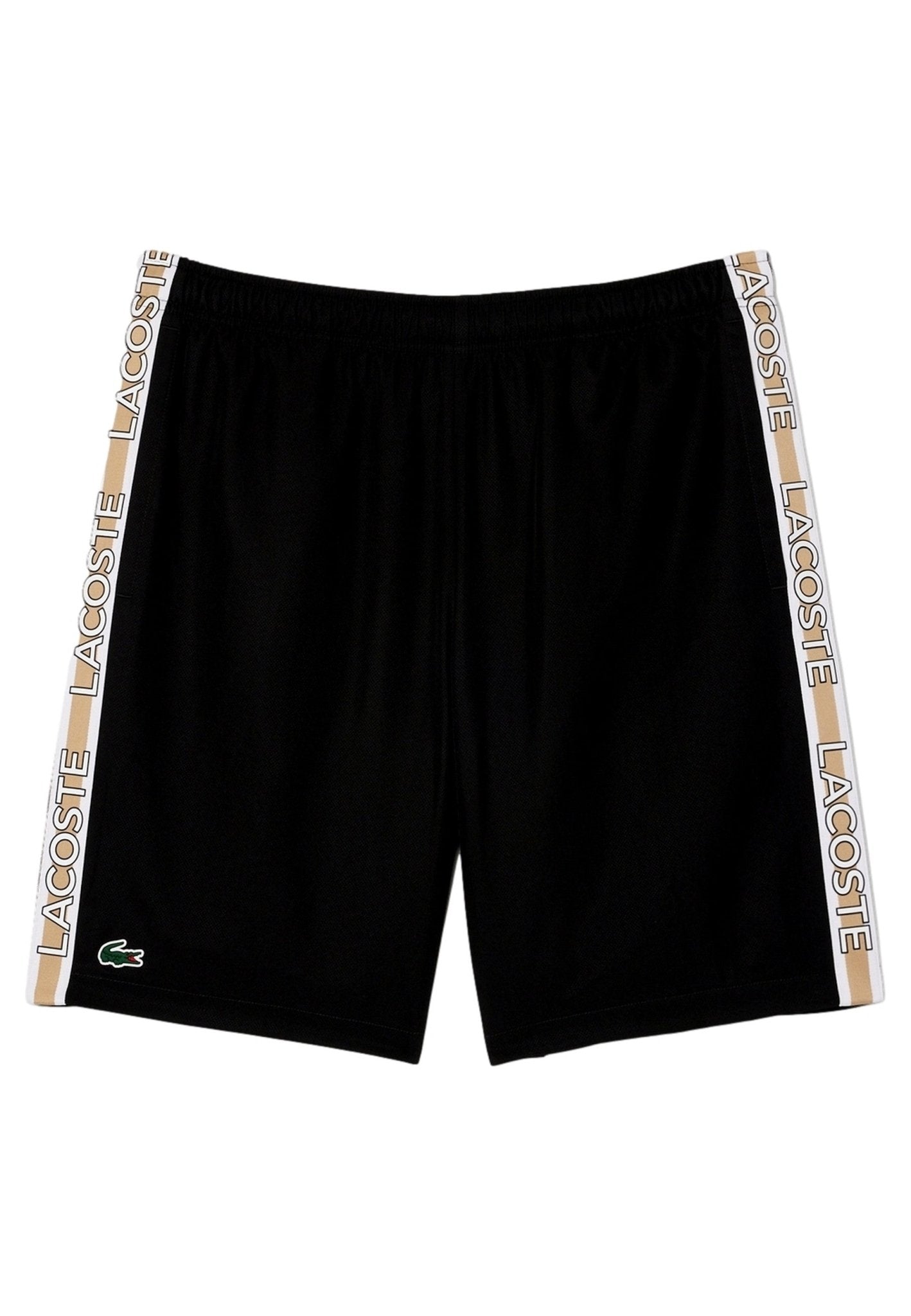 BERMUDA LACOSTE NEGRA TENNIS PERFORMANCE STRIPPED SHORT - AREA ZERO