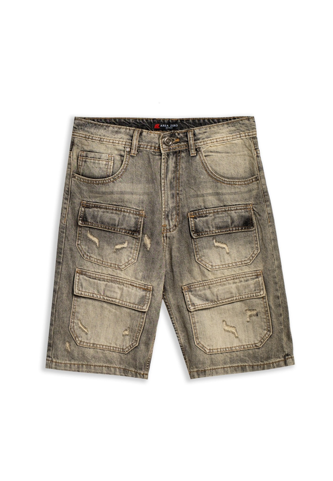 BERMUDA NEGRA GASTADA FRONT POCKET SHORTS - AREA ZERO
