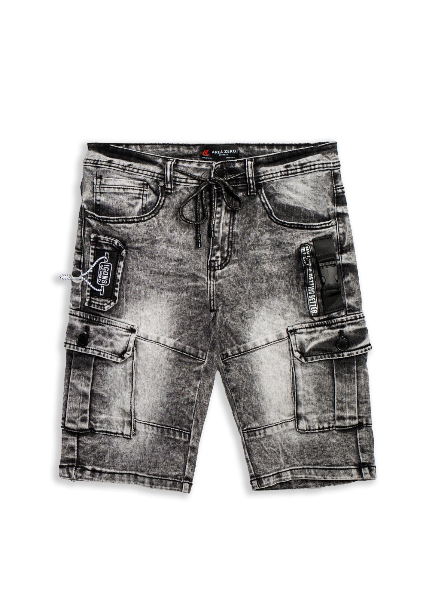 BERMUDA NEGRA GASTADA GETTING BETTER ZIP POCKET SHORT - AREA ZERO