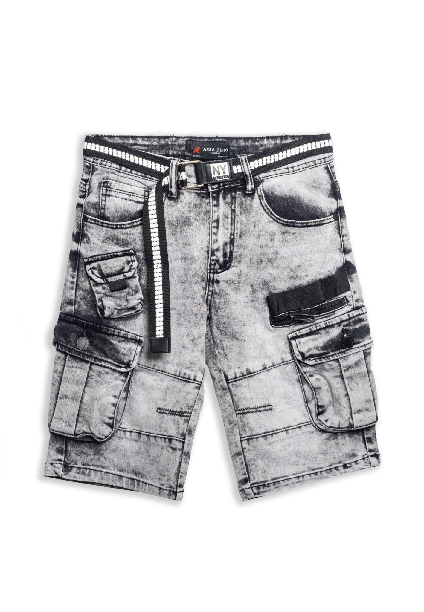 BERMUDA NEGRA GASTADA NY BELT SIDE POCKETS SHORT - AREA ZERO