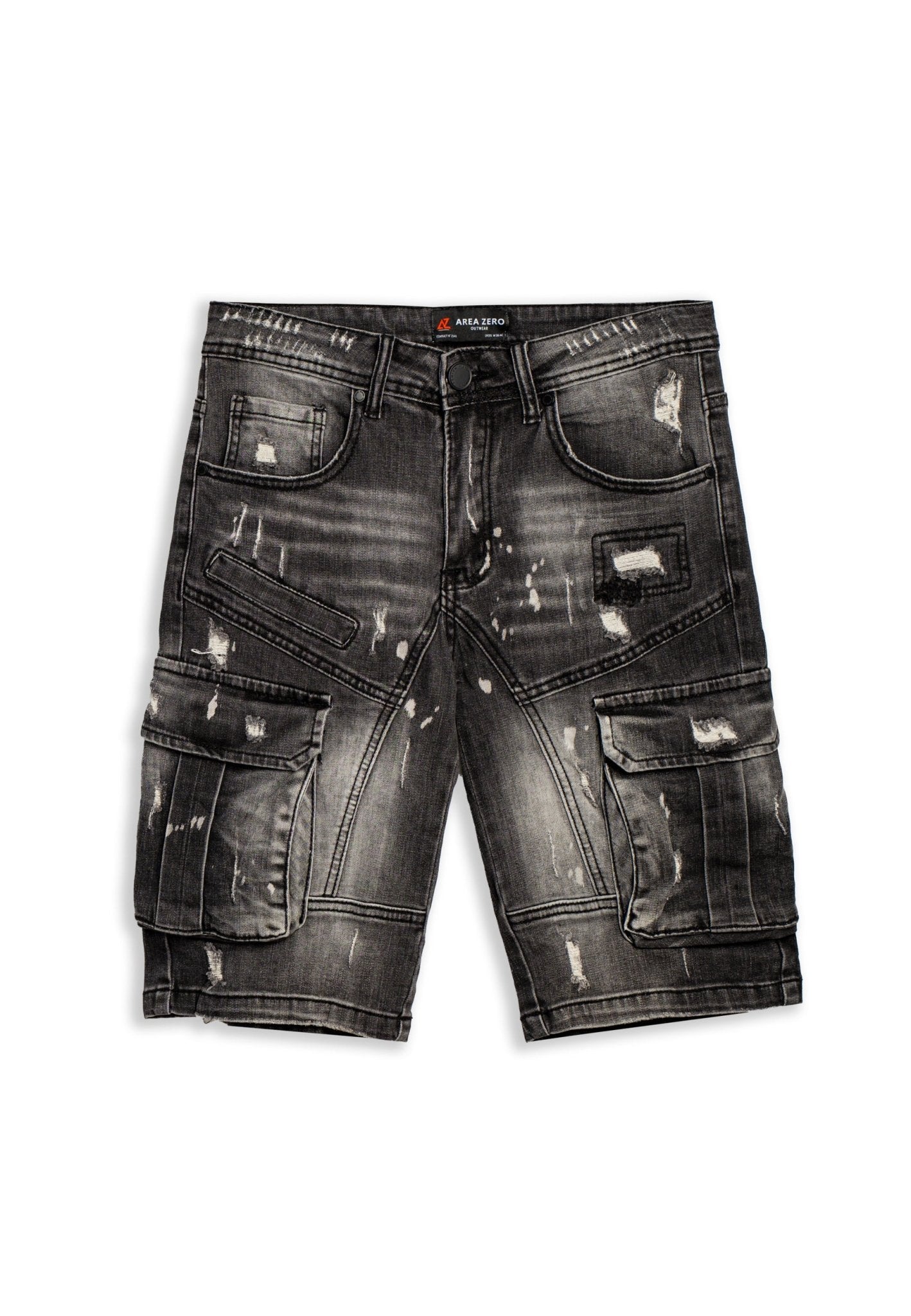 BERMUDA NEGRA GASTADA SIDE POCKETS PAINTED SHORT - AREA ZERO