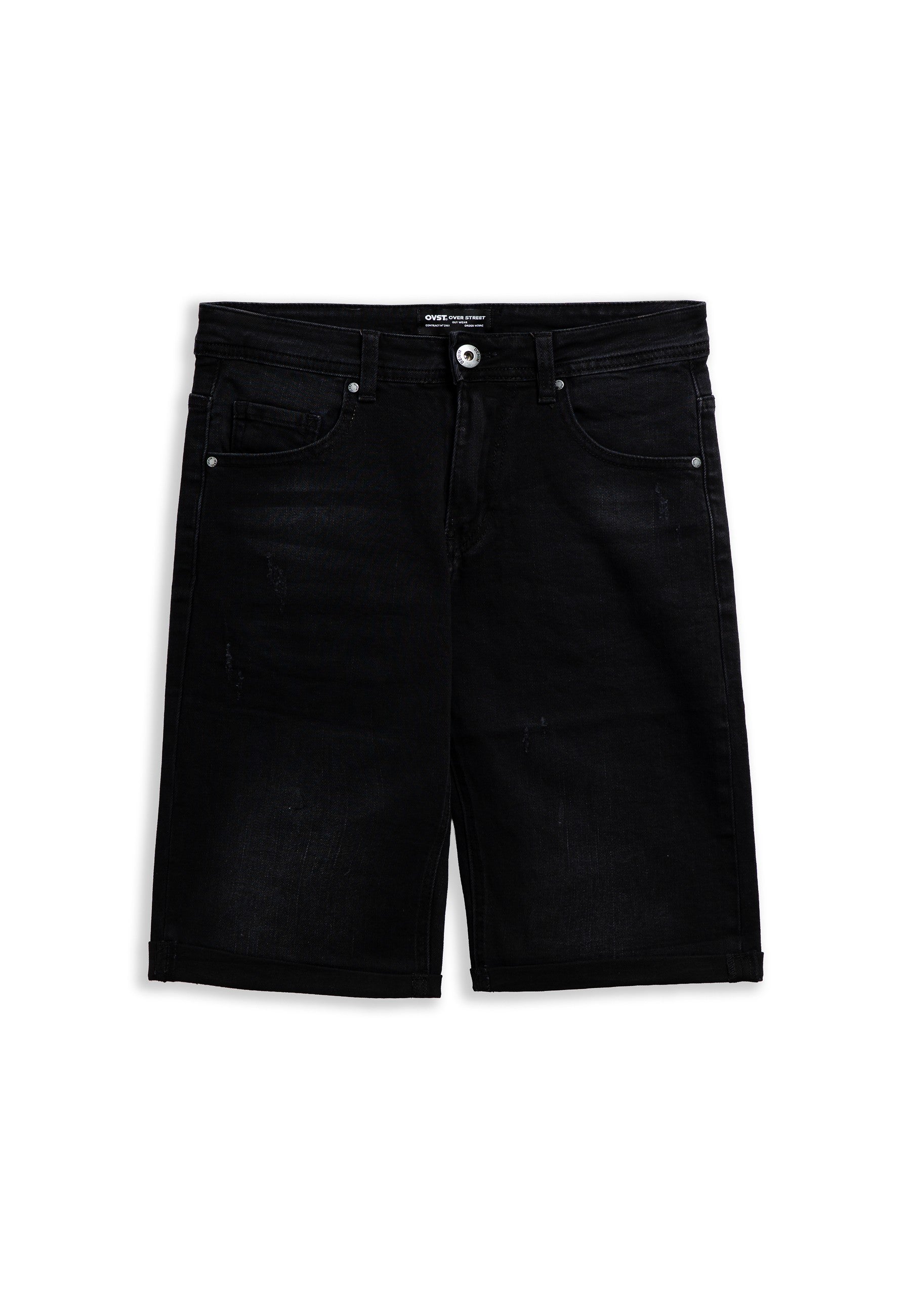 BERMUDA NEGRA GASTADA WASHED DEMIN SHORT