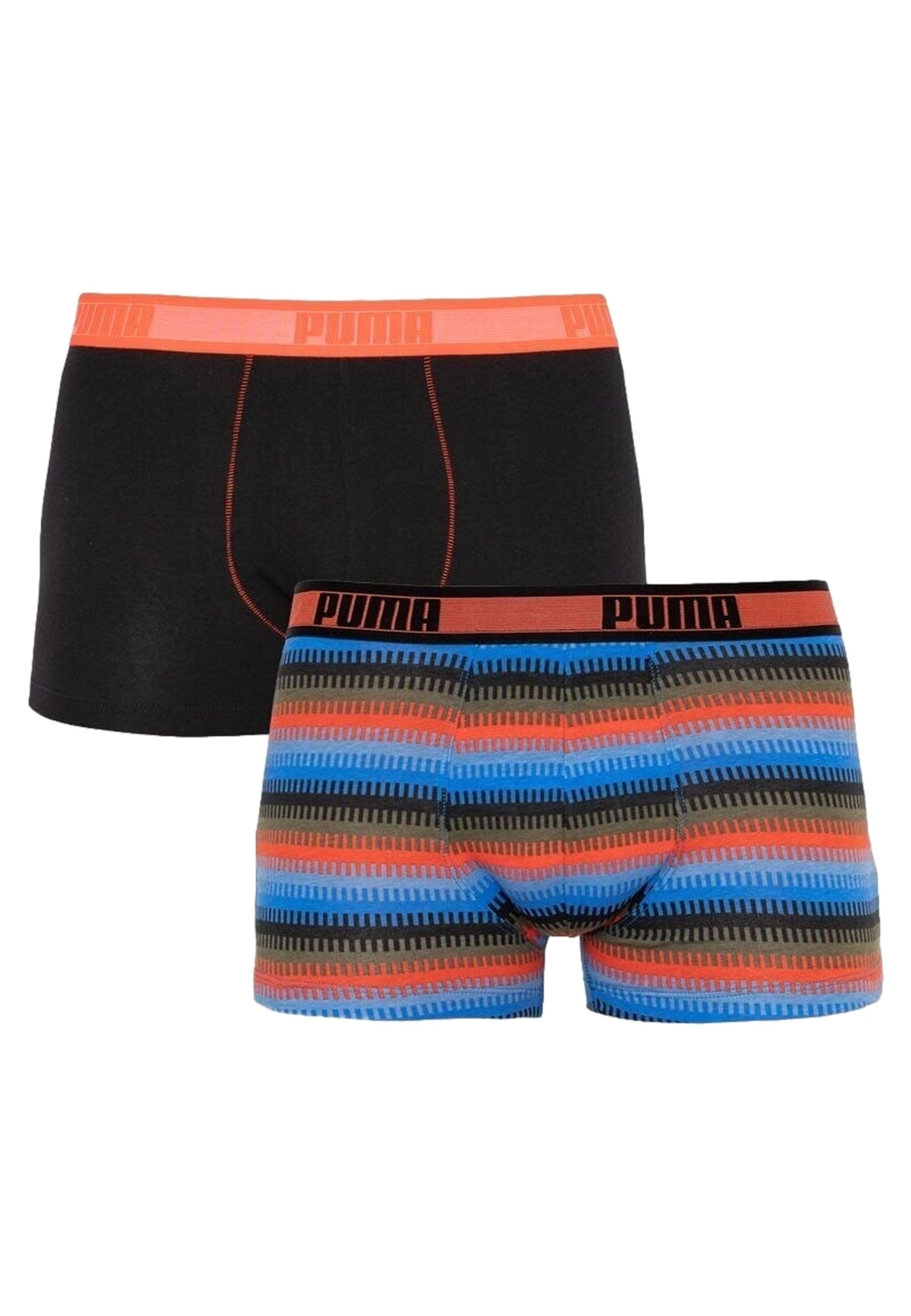 BIPACK BOXERS PUMA NARANJA/MARINO LOGO LETRAS GOMA CINTURA