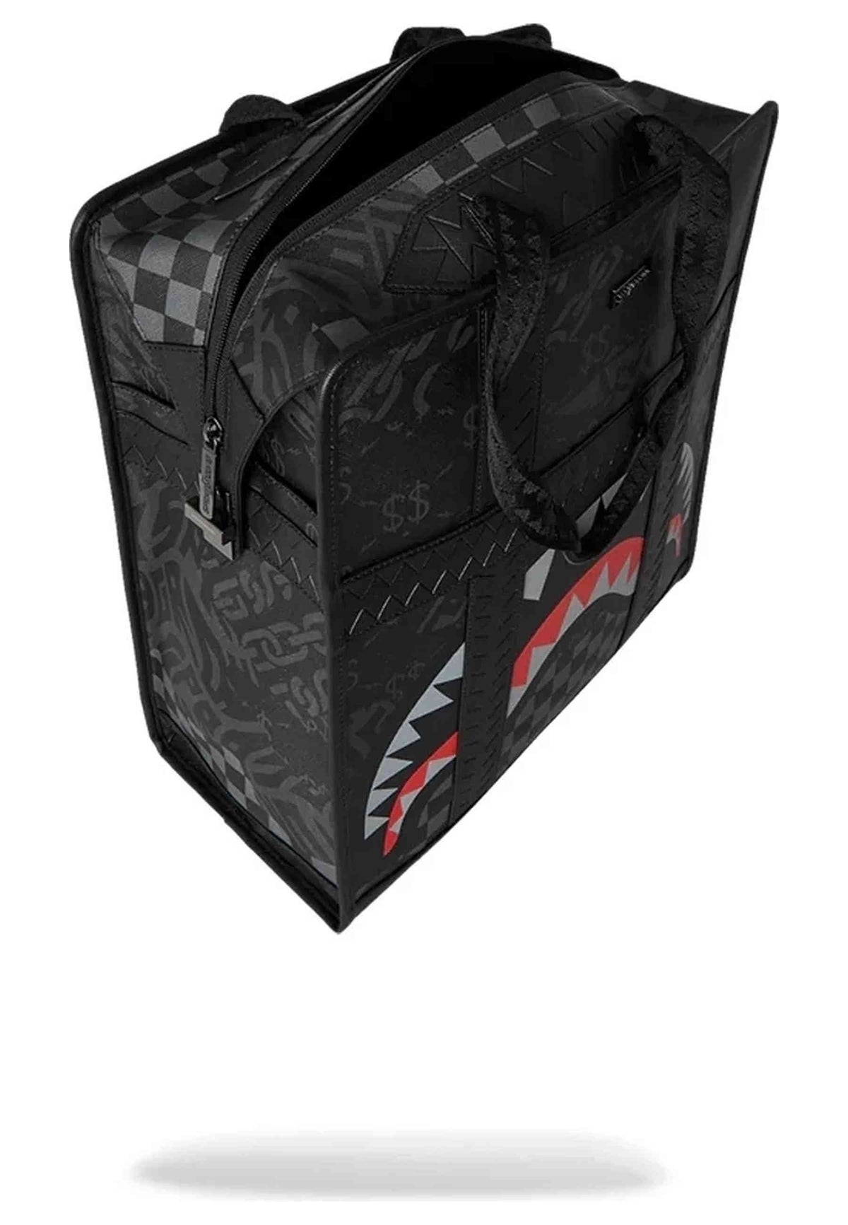 BOLSA SPRAYGROUND NEGRA 4AM RED SHARK CARRY ON DUFFLE BAG