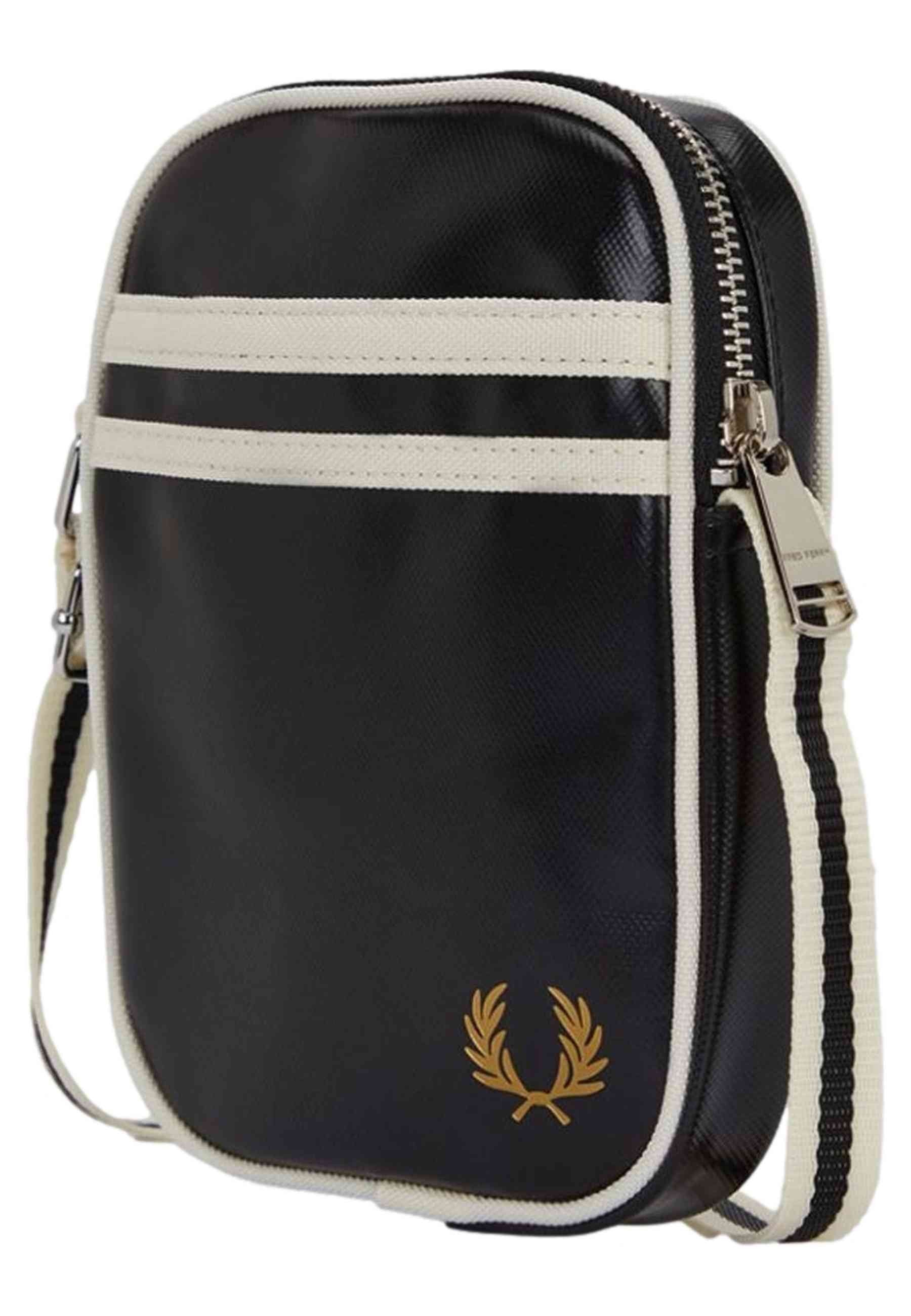 BOLSO FRED PERRY NEGRO RAYAS CLASSIC SMALL SIDE BAG