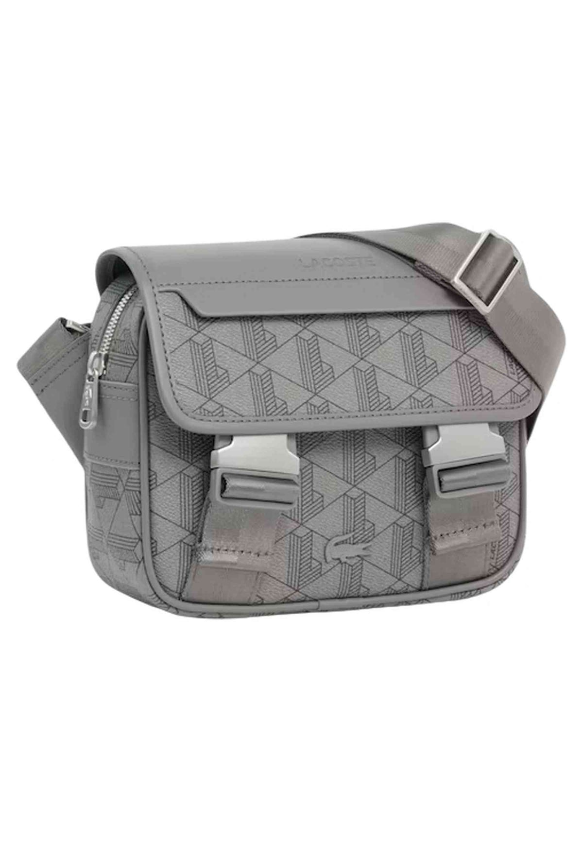 BOLSO LACOSTE GRIS MONOGRAM THE BLEND FLAP MESSENGER BAG