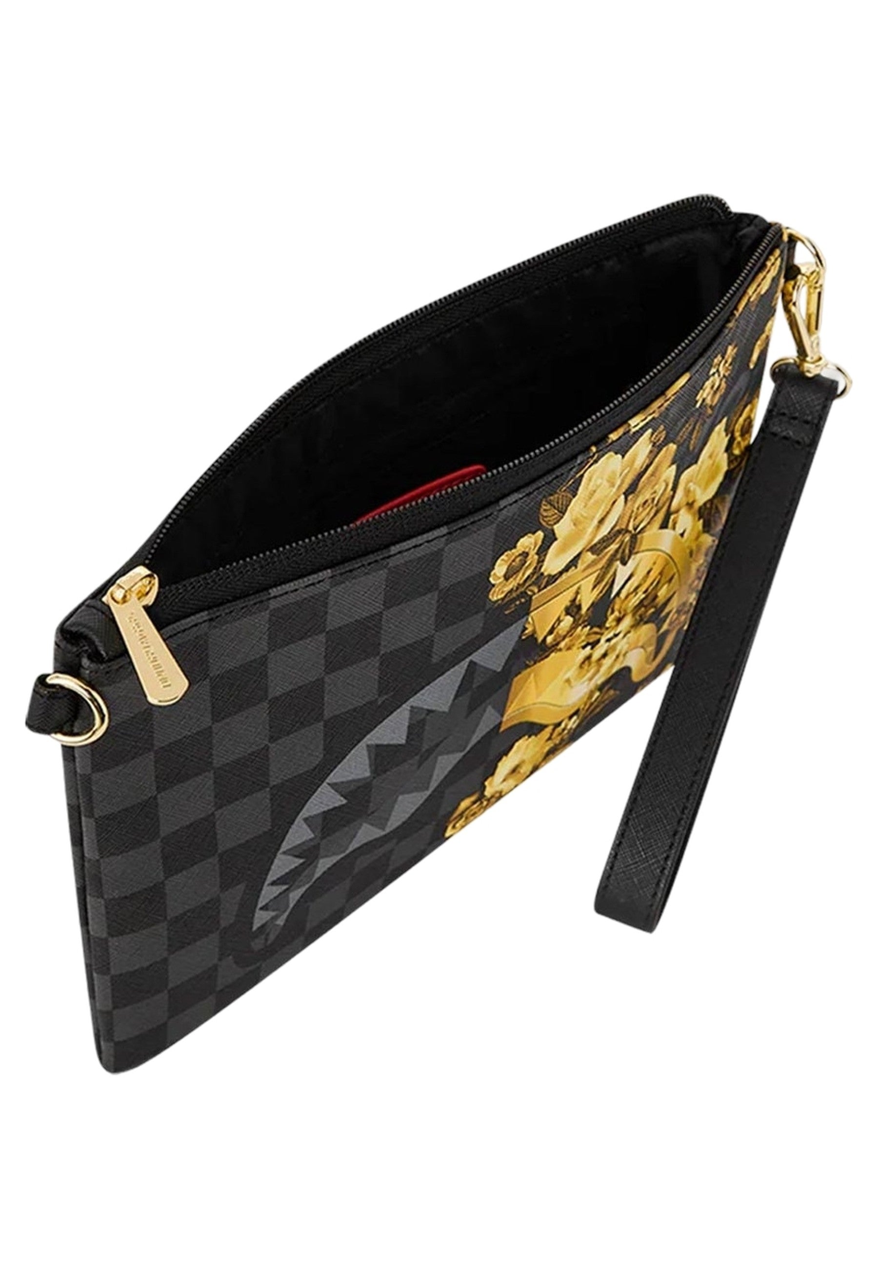 BOLSO SPRAYGROUND NEGRO GOLD FLORAL REMIX CROSSOVER CLUTCH