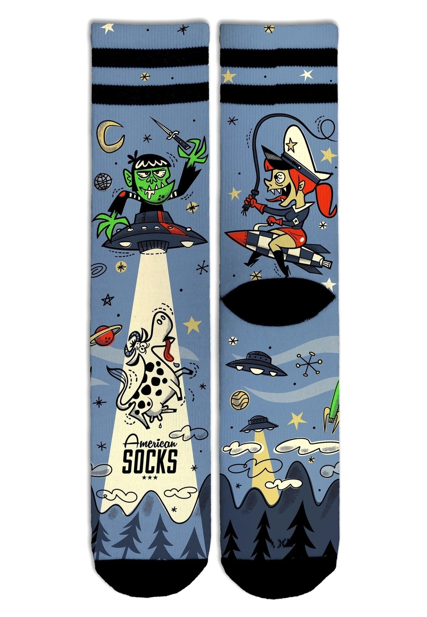 CALCETINES AMERICAN SOCKS AZULES ALIEN SNATCH MID HIGH - AREA ZERO