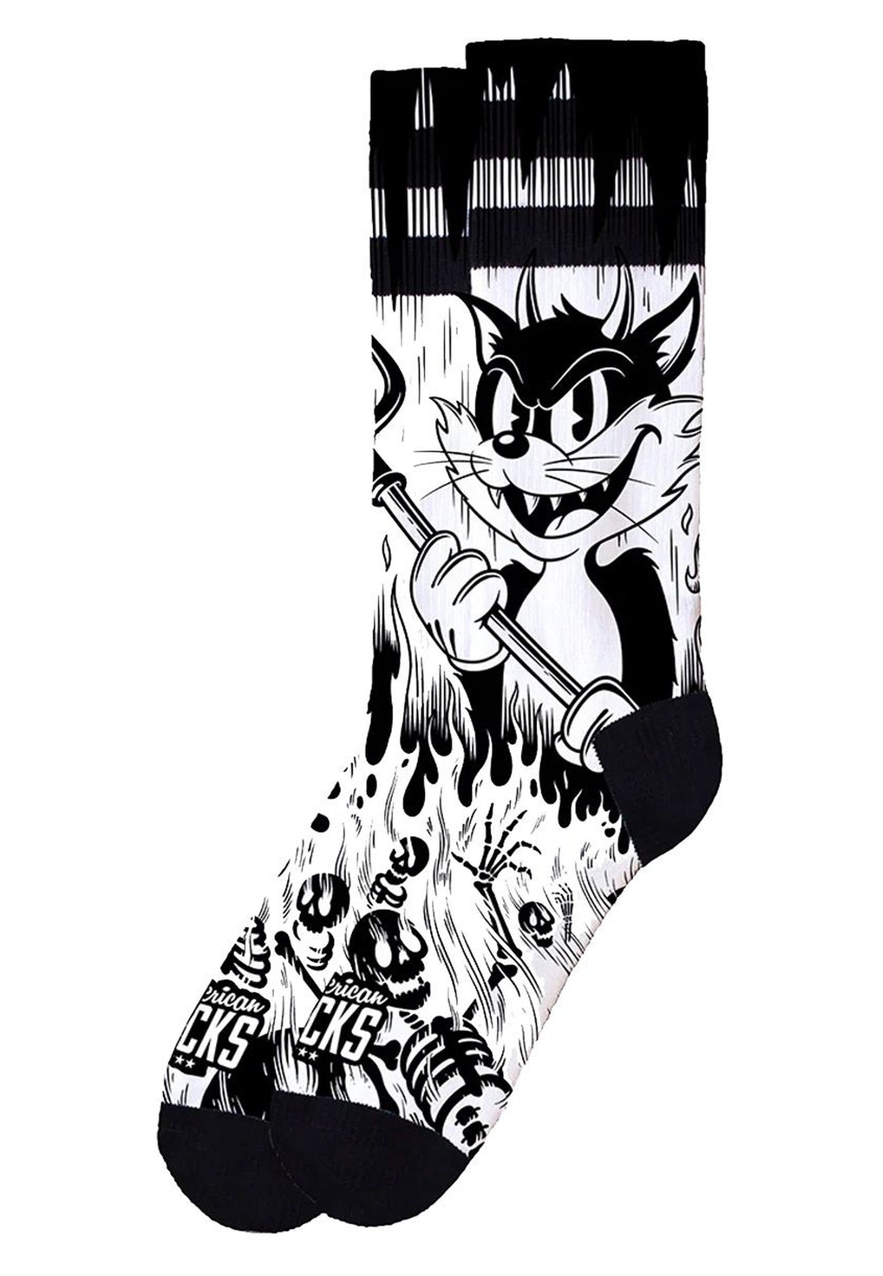CALCETINES AMERICAN SOCKS BLANCOS EVIL CAT MID HIGH SIGNATURE SOCKS