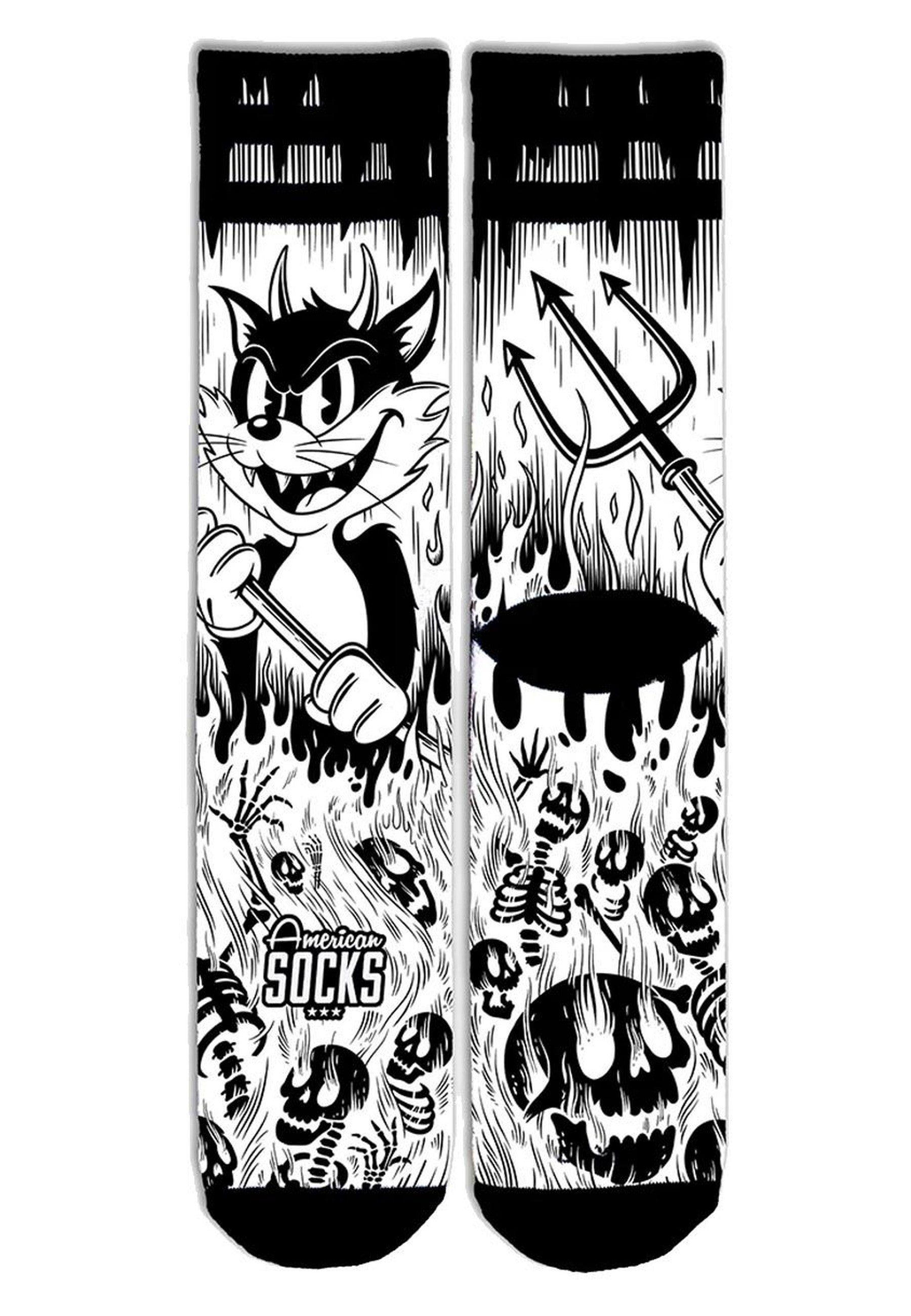 CALCETINES AMERICAN SOCKS BLANCOS EVIL CAT MID HIGH SIGNATURE SOCKS