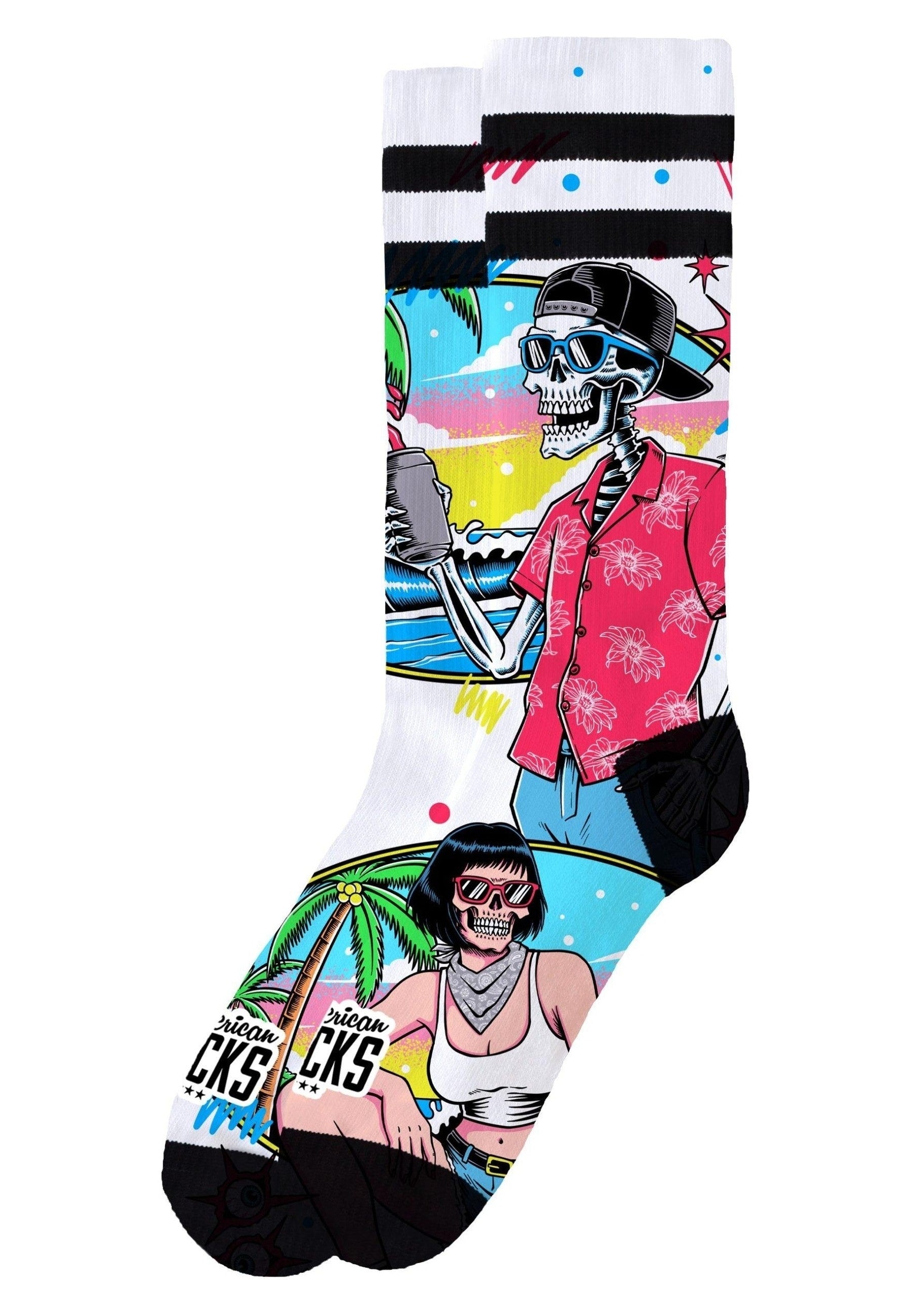 CALCETINES AMERICAN SOCKS BLANCOS NEON PARADISE MID HIGH SIGNATURE SOCKS