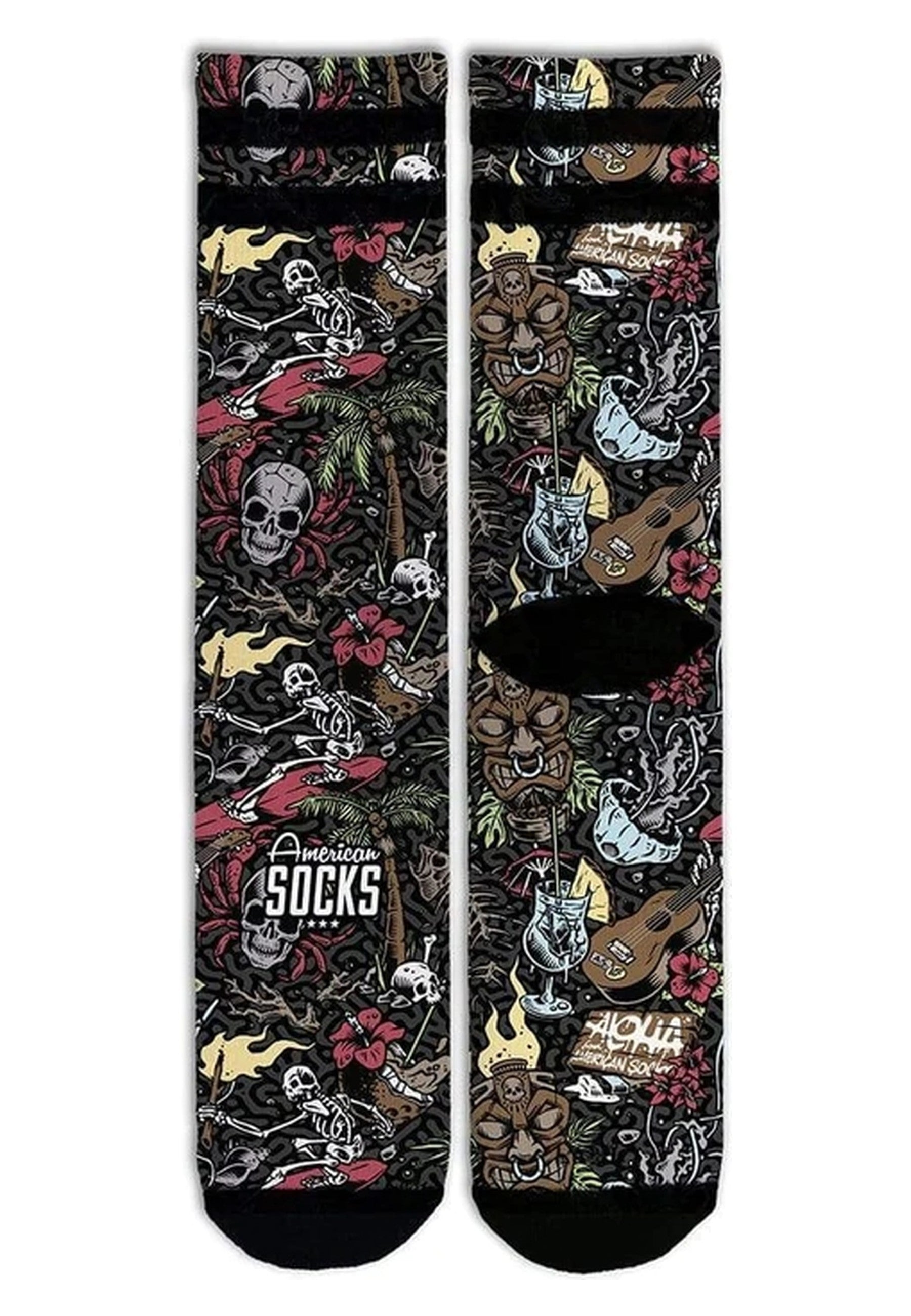 CALCETINES AMERICAN SOCKS NEGROS ALOHA MID HIGH