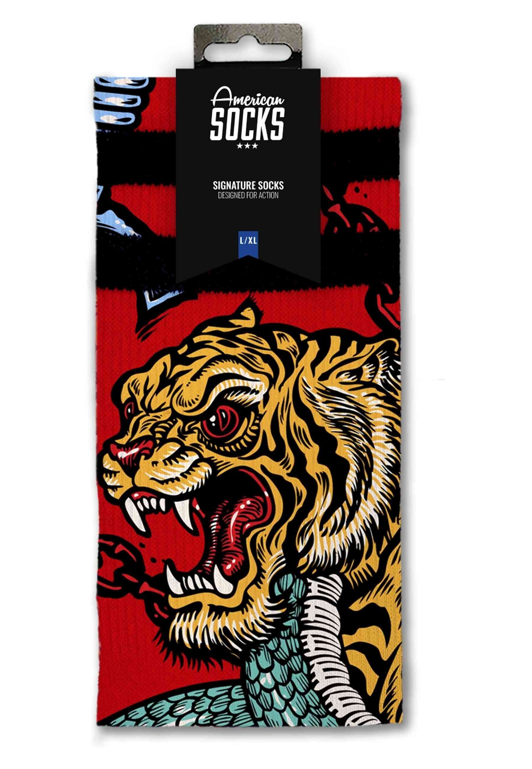 CALCETINES AMERICAN SOCKS ROJOS BENGALA SIGNATURE MID HIGH