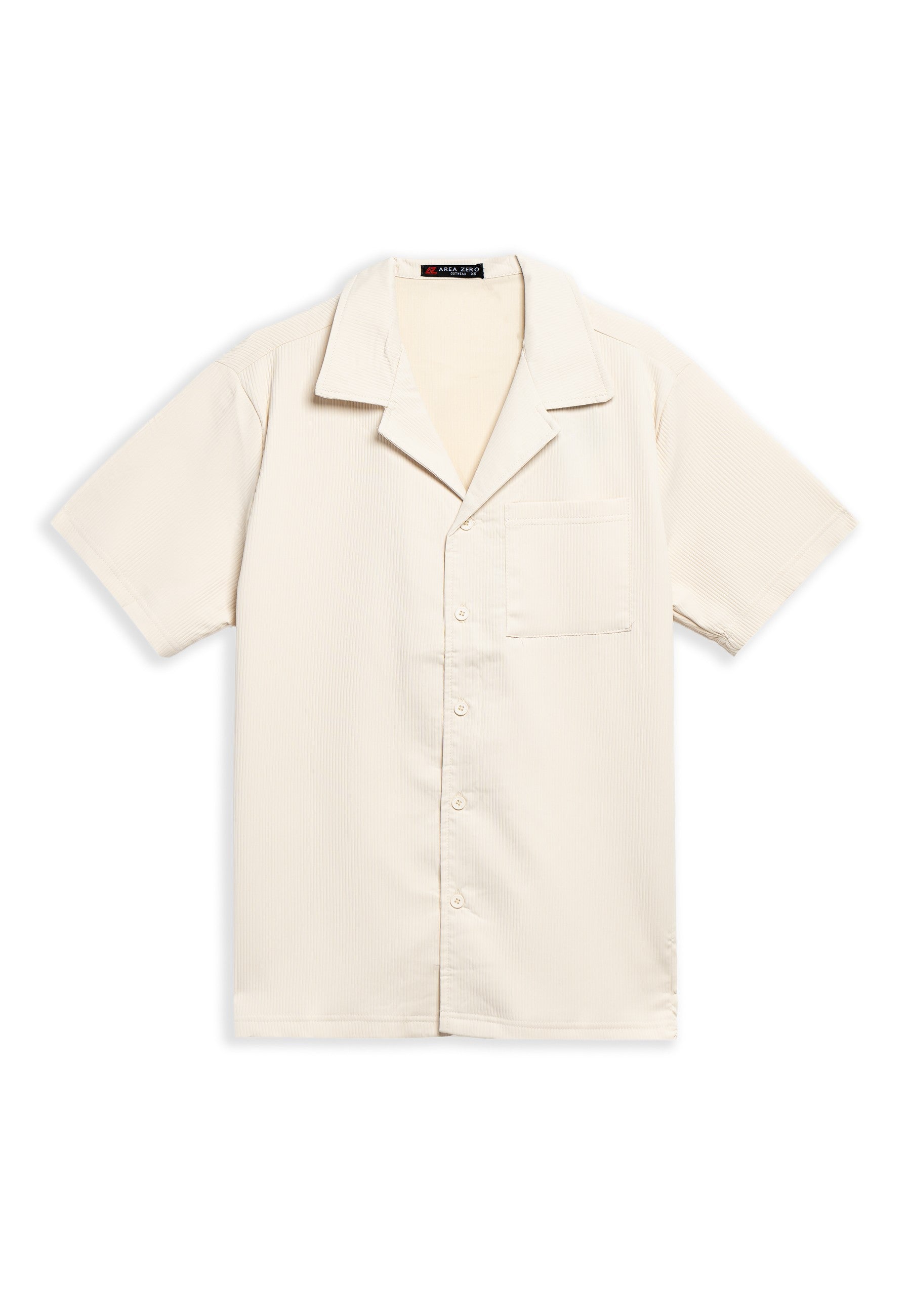 CAMISA AREA ZERO BEIGE FRONT POCKET STRIPPED SHIRT