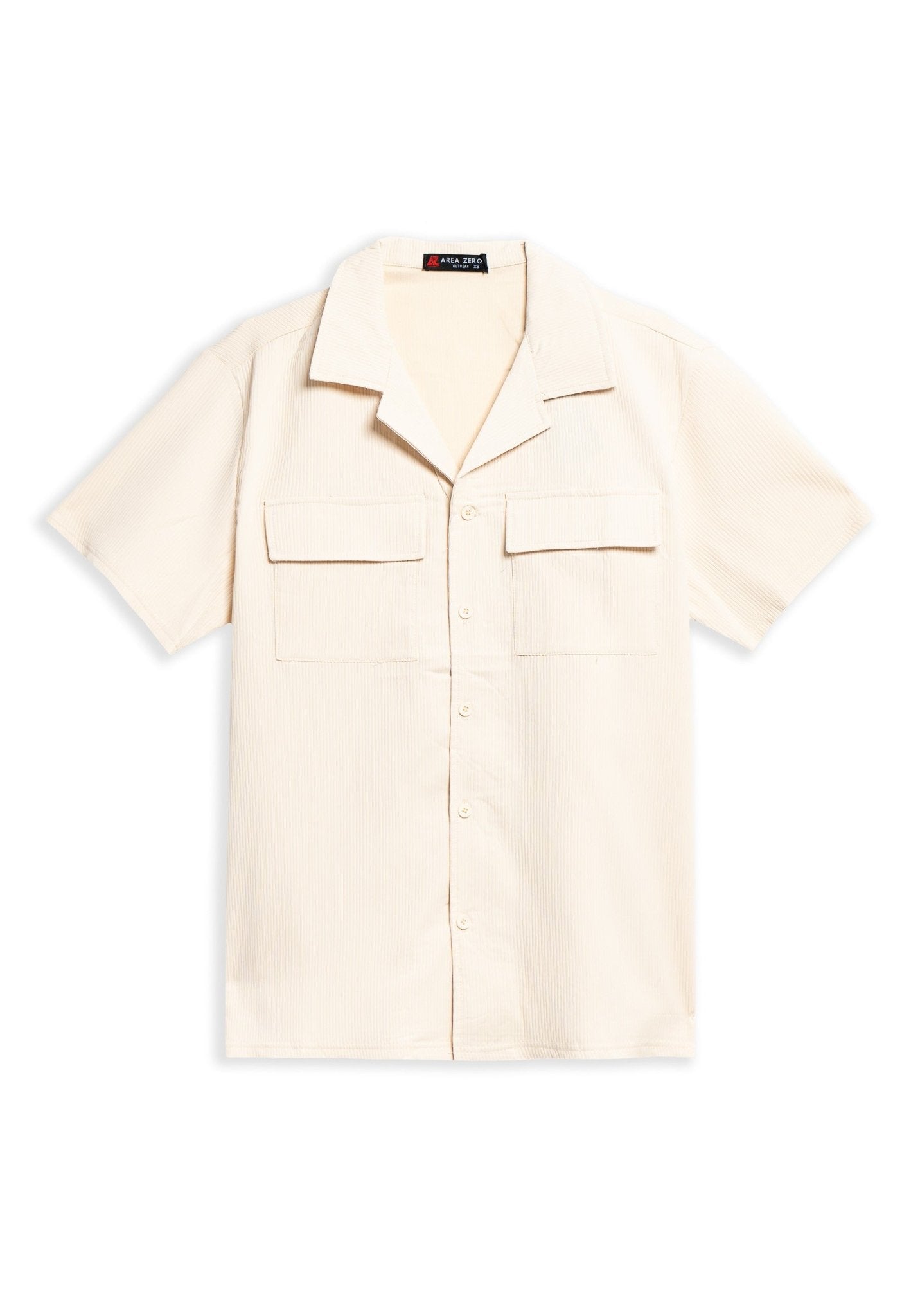 CAMISA BEIGE FRONT POCKET STRIPED SHIRT - AREA ZERO