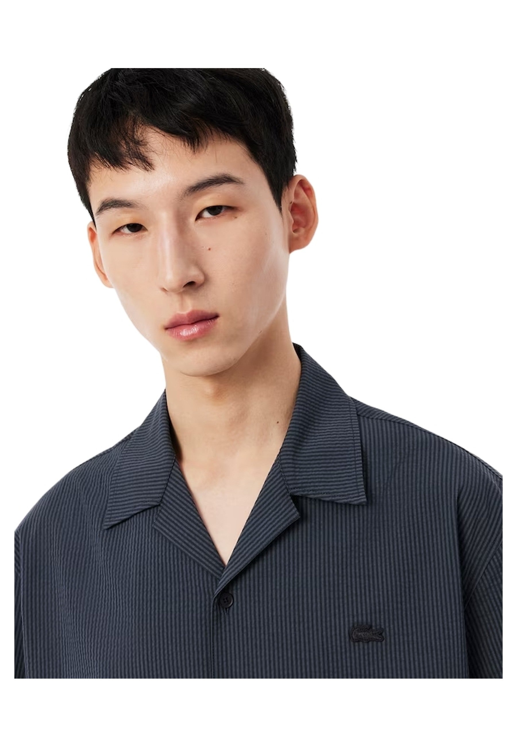 CAMISA LACOSTE NEGRA SEEKSUCKER RELAXED FIT SHIRT