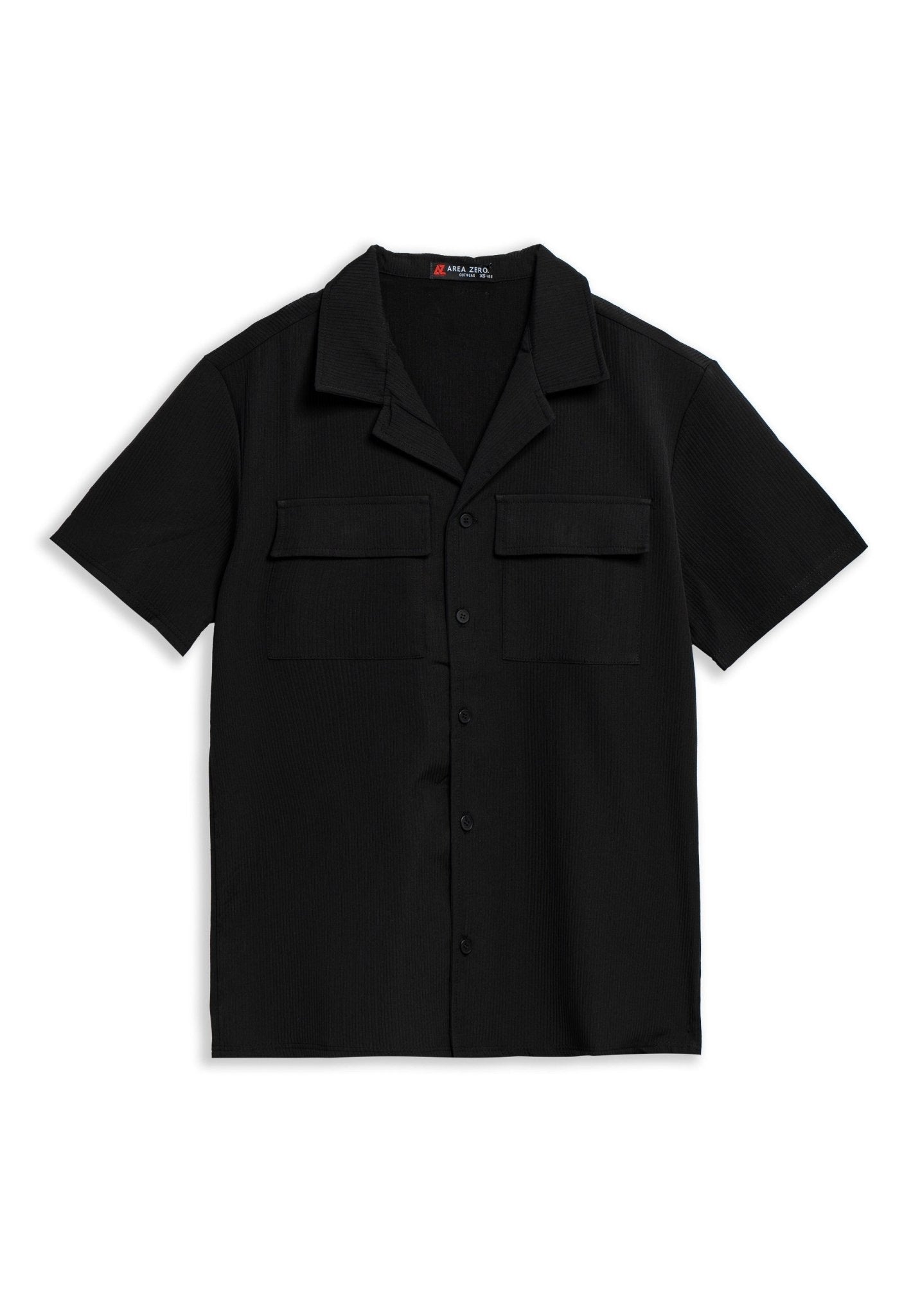 CAMISA NEGRA FRONT POCKET STRIPED SHIRT - AREA ZERO