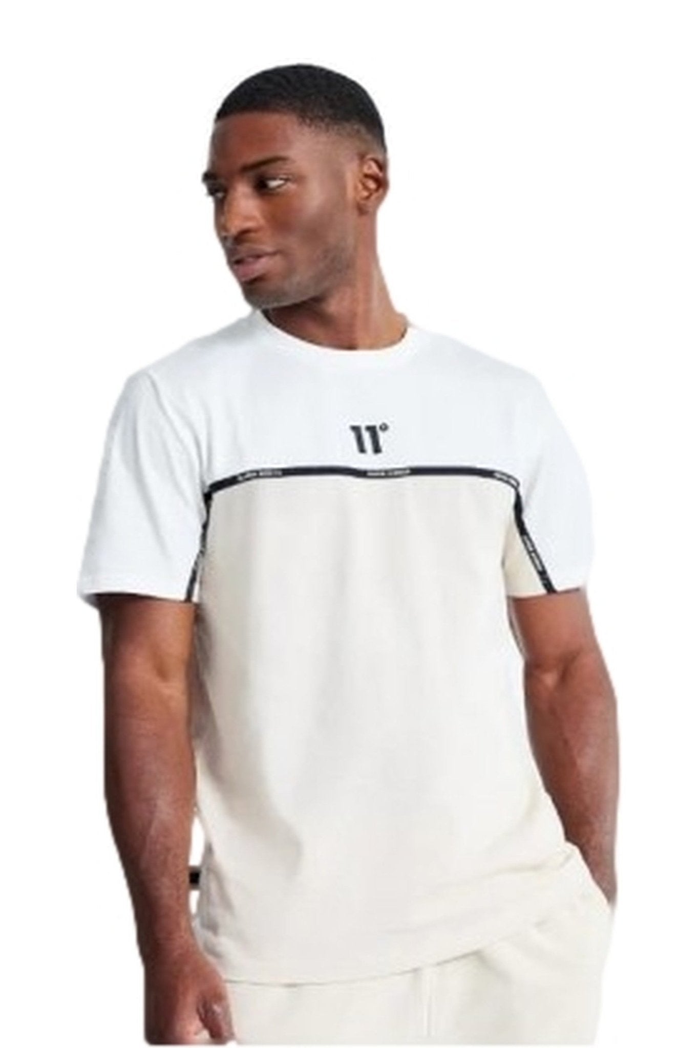CAMISETA 11 DEGREES BEIGE COLOUR BLOCK TAPED TEE - AREA ZERO