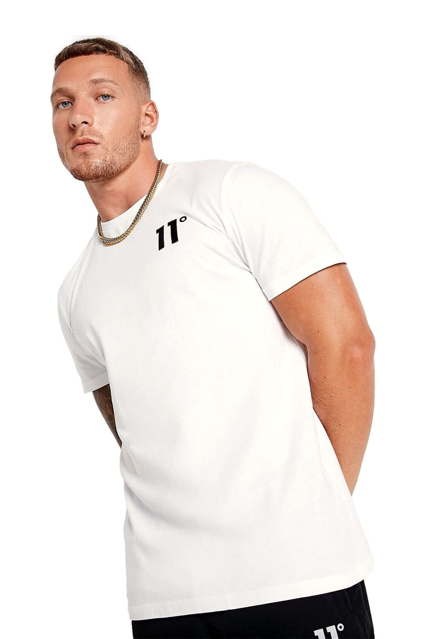 CAMISETA 11 DEGREES BLANCA LOGO ESTAMPADO PECHO MANGA CORTA - AREA ZERO