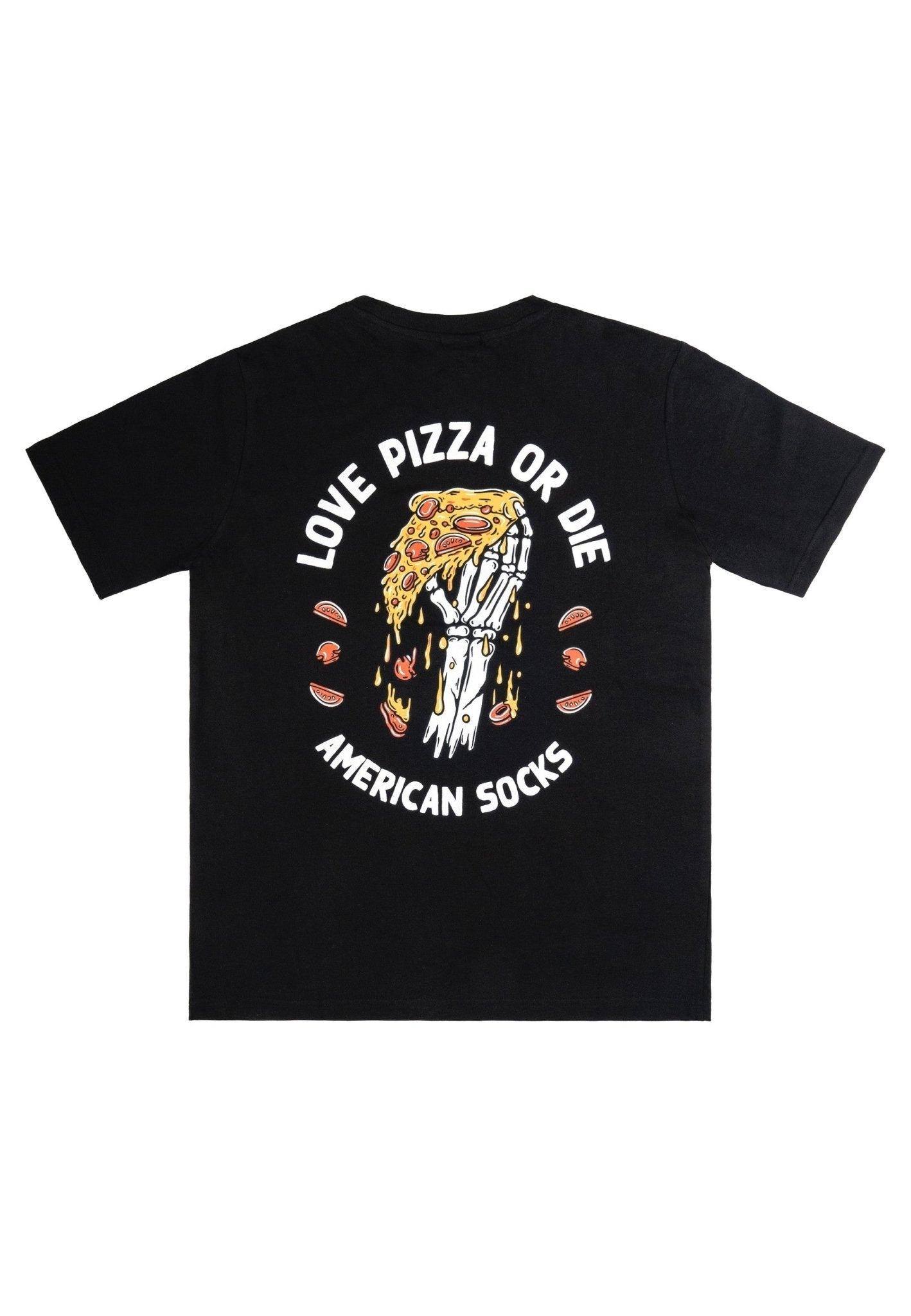 CAMISETA AMERICAN SOCKS NEGRA LOVE PIZZA OR DIE TEE - AREA ZERO