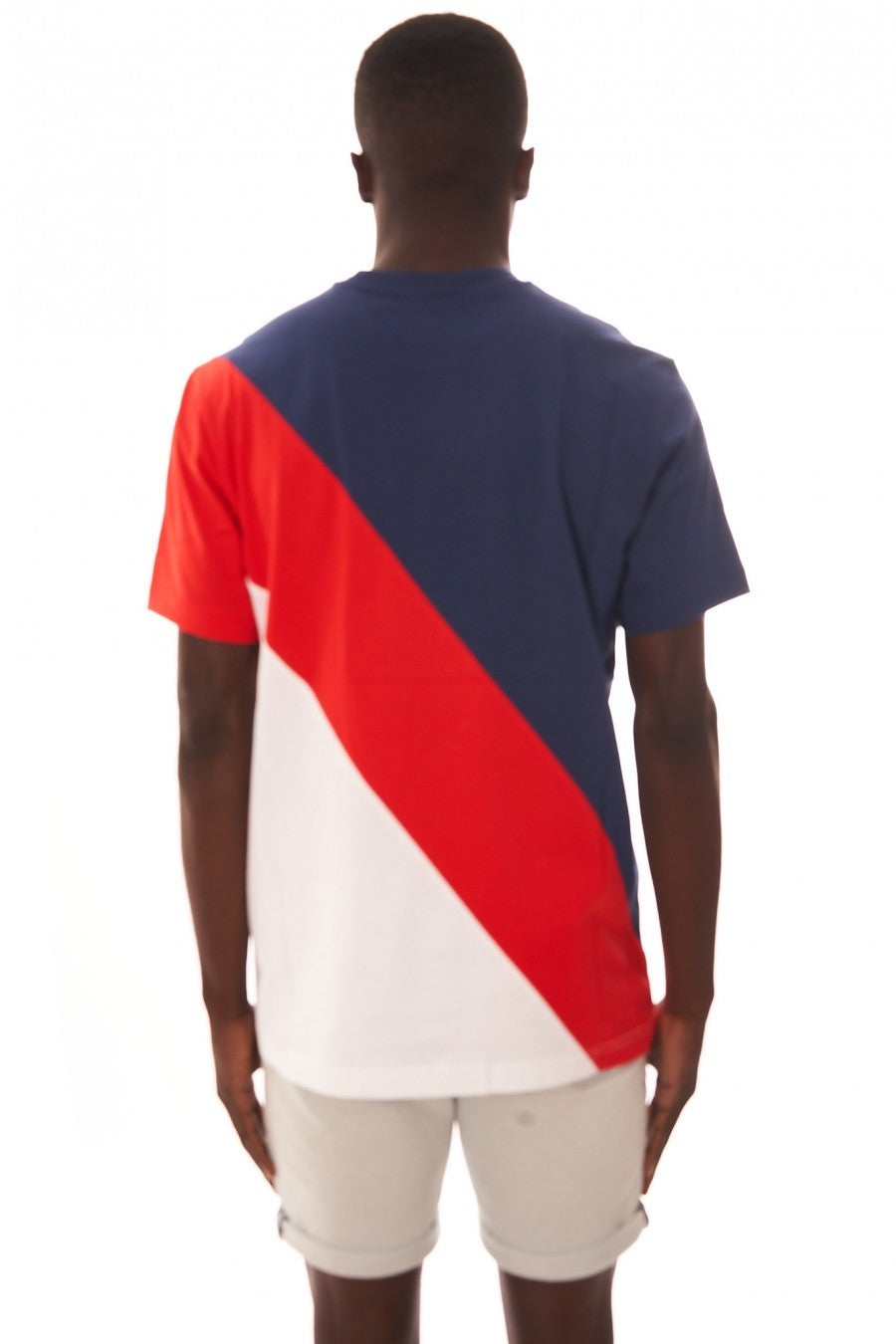 CAMISETA CHAMPION MARINO/ROJA FRANJA DIAGONAL PECHO MANGA CORTA