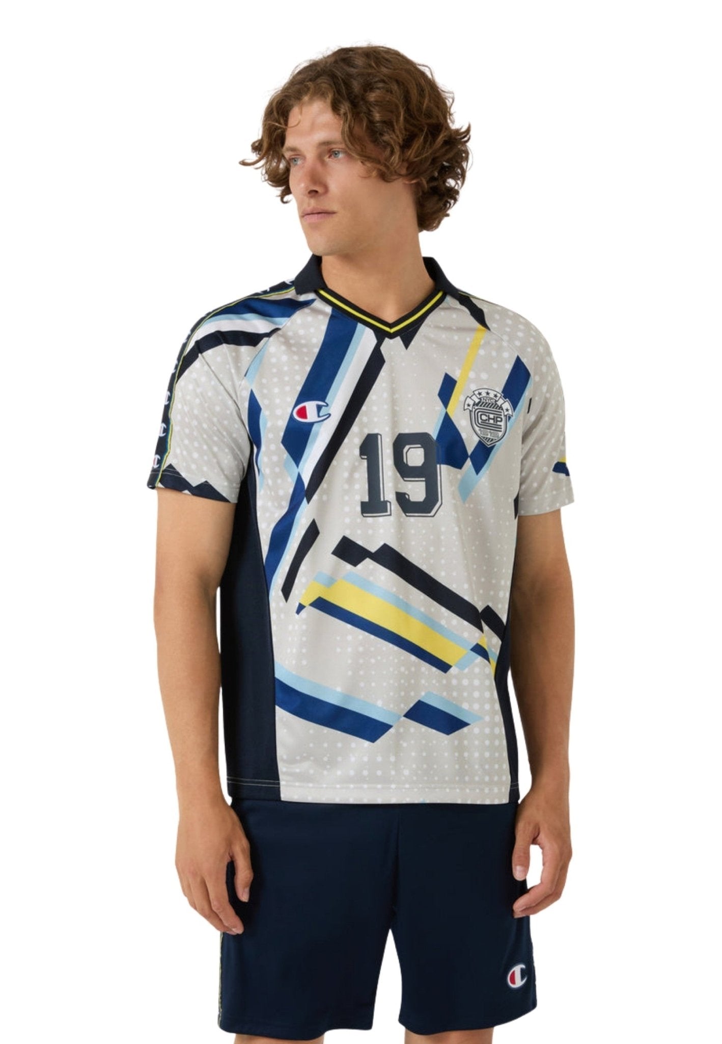 CAMISETA CHAMPION ROCHESTER BLANCA GEOMETRIC FOOTBALL JERSEY - AREA ZERO