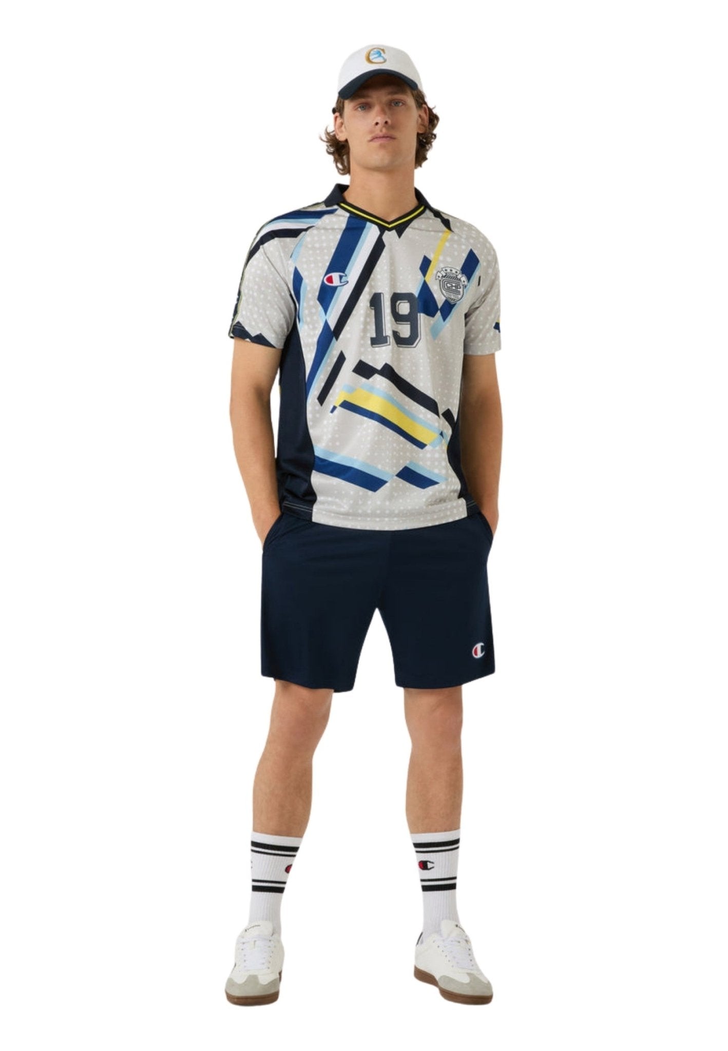 CAMISETA CHAMPION ROCHESTER BLANCA GEOMETRIC FOOTBALL JERSEY - AREA ZERO